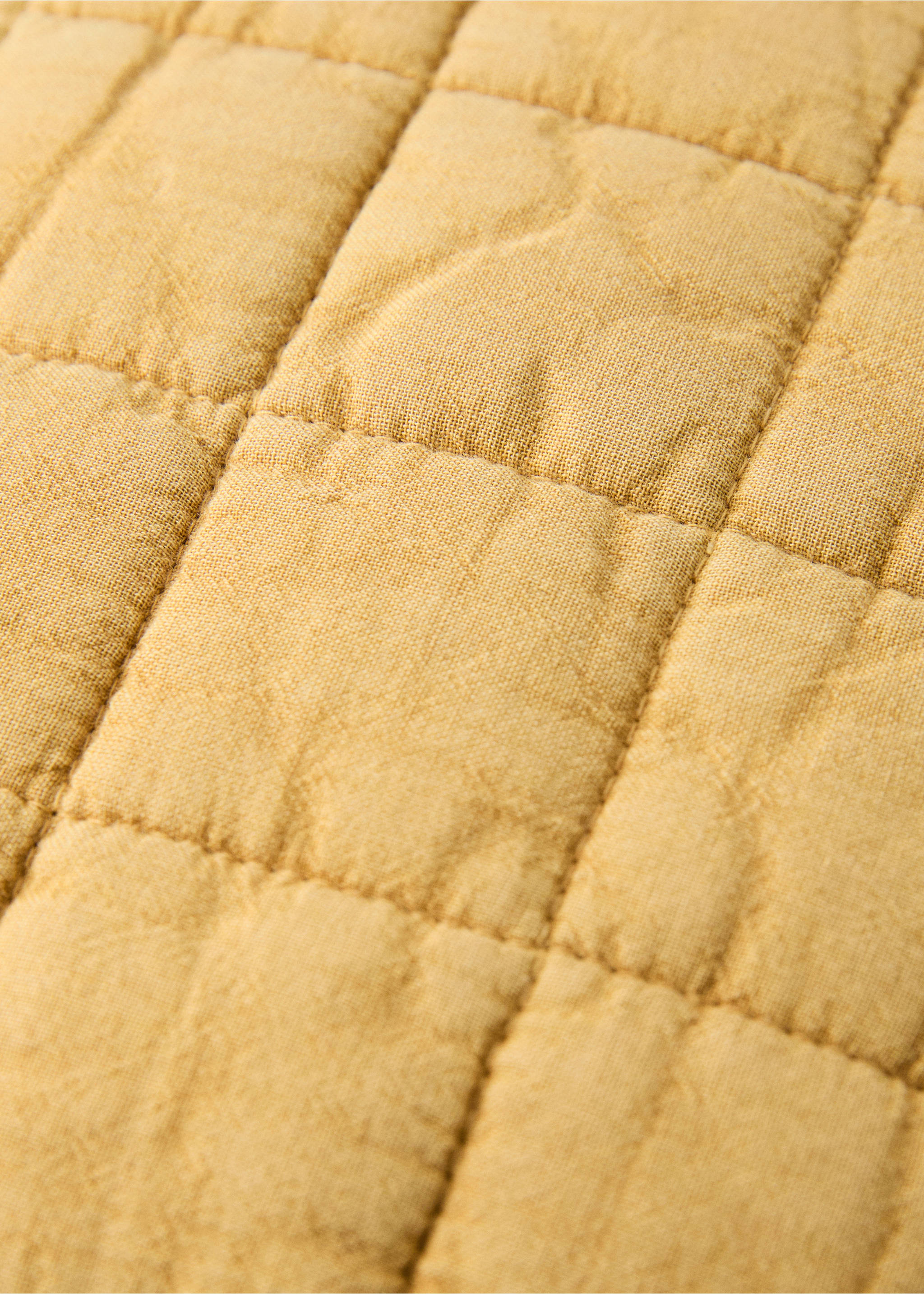 Washed cotton plaid children's bed cushion cover 40x40 cm - Details of the article 3, Mustard. Ref: 17073826-00.