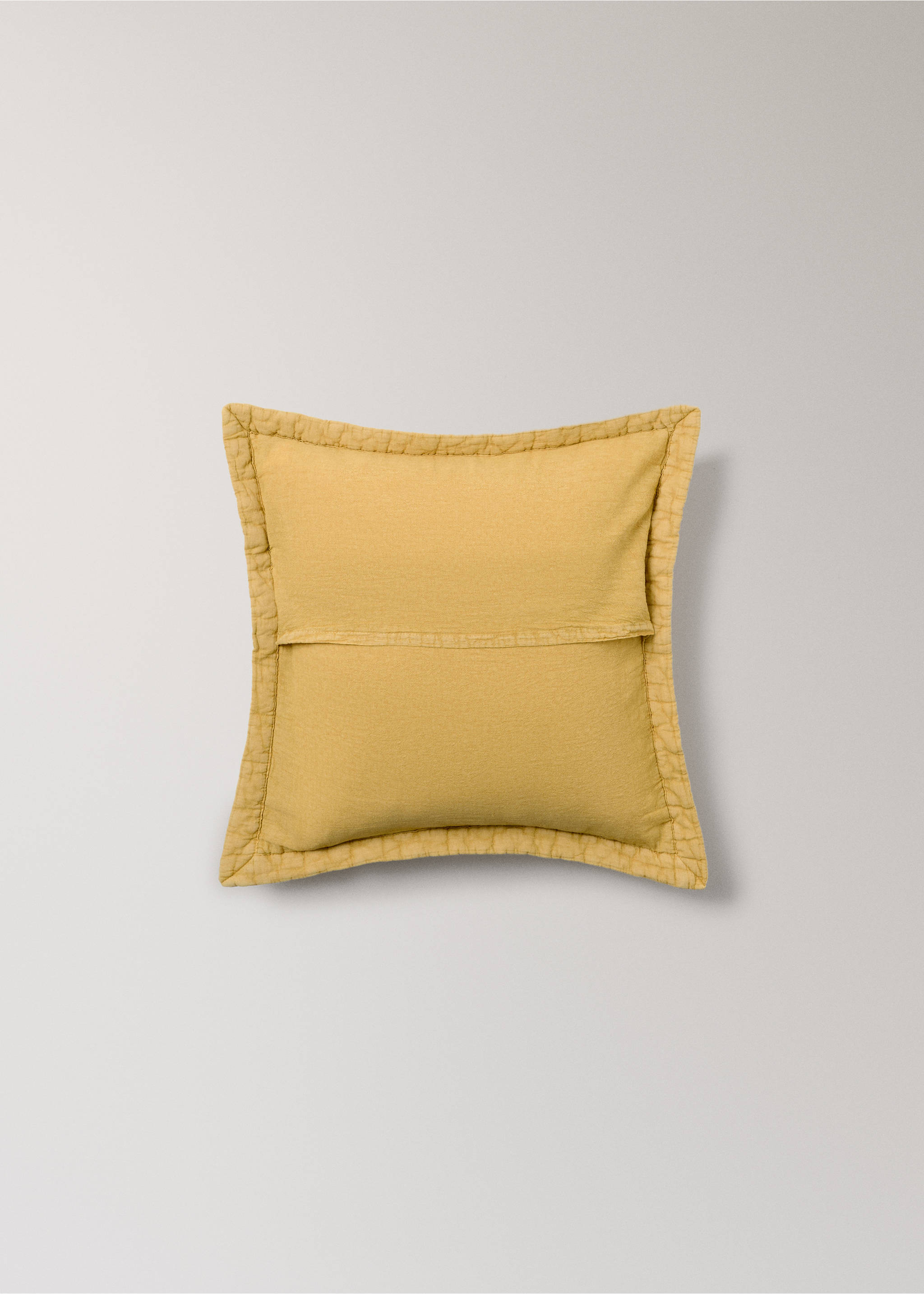 Washed cotton plaid children's bed cushion cover 40x40 cm - Details of the article 5, Mustard. Ref: 17073826-00.