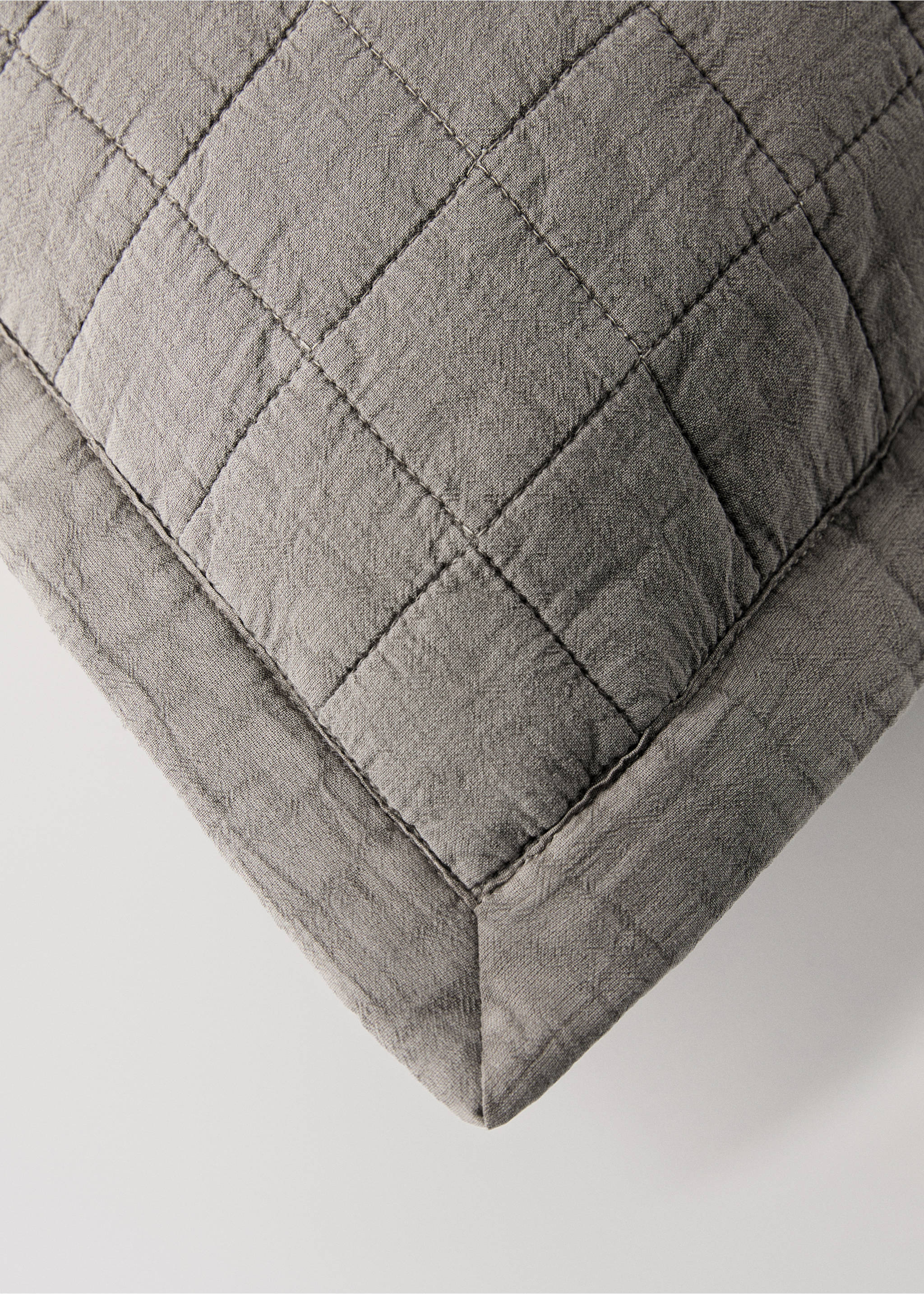 Washed cotton plaid children's bed cushion cover 40x40 cm - Details of the article 2, Medium Brown. Ref: 17073826-00.