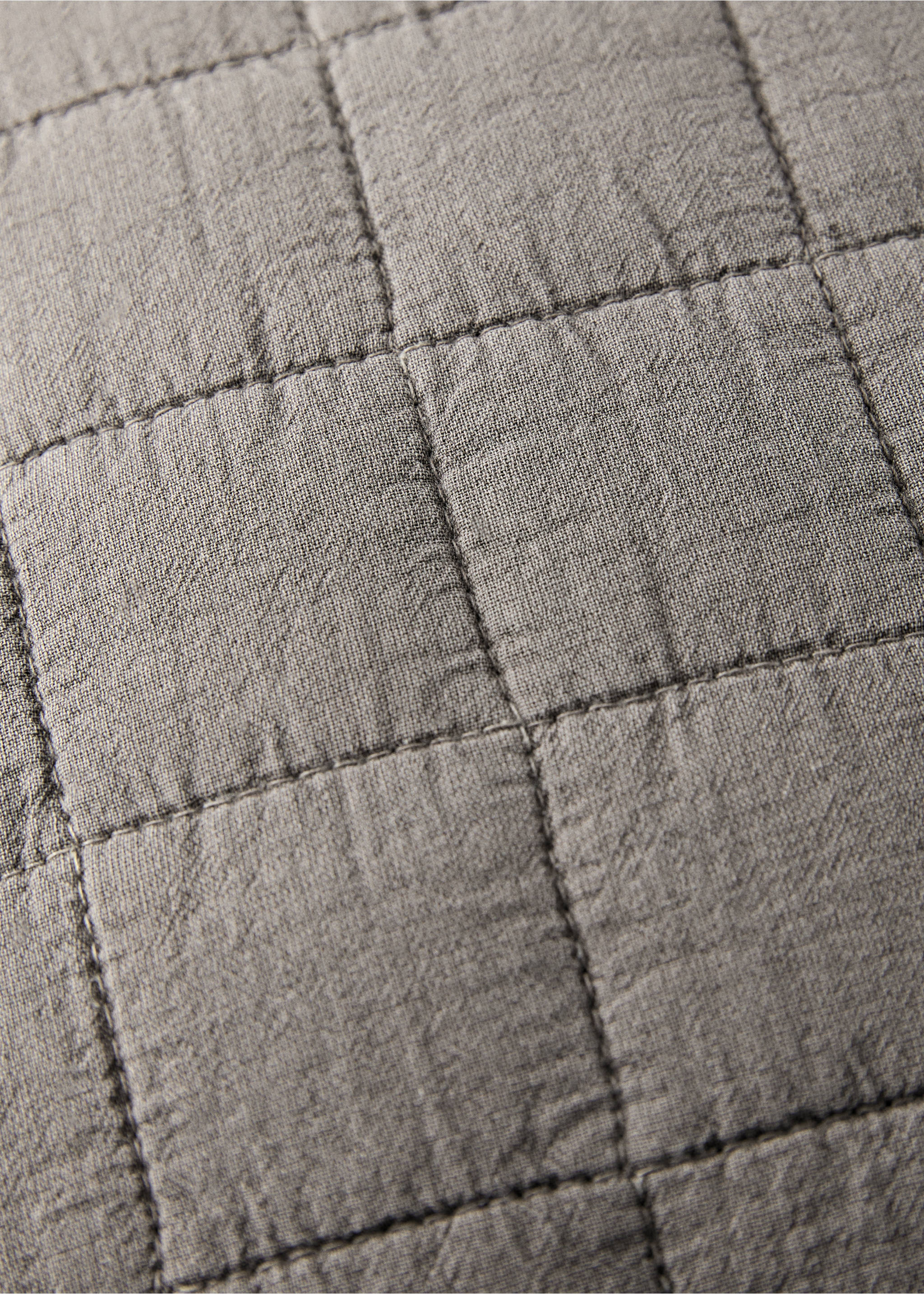 Washed cotton plaid children's bed cushion cover 40x40 cm - Details of the article 3, Medium Brown. Ref: 17073826-00.