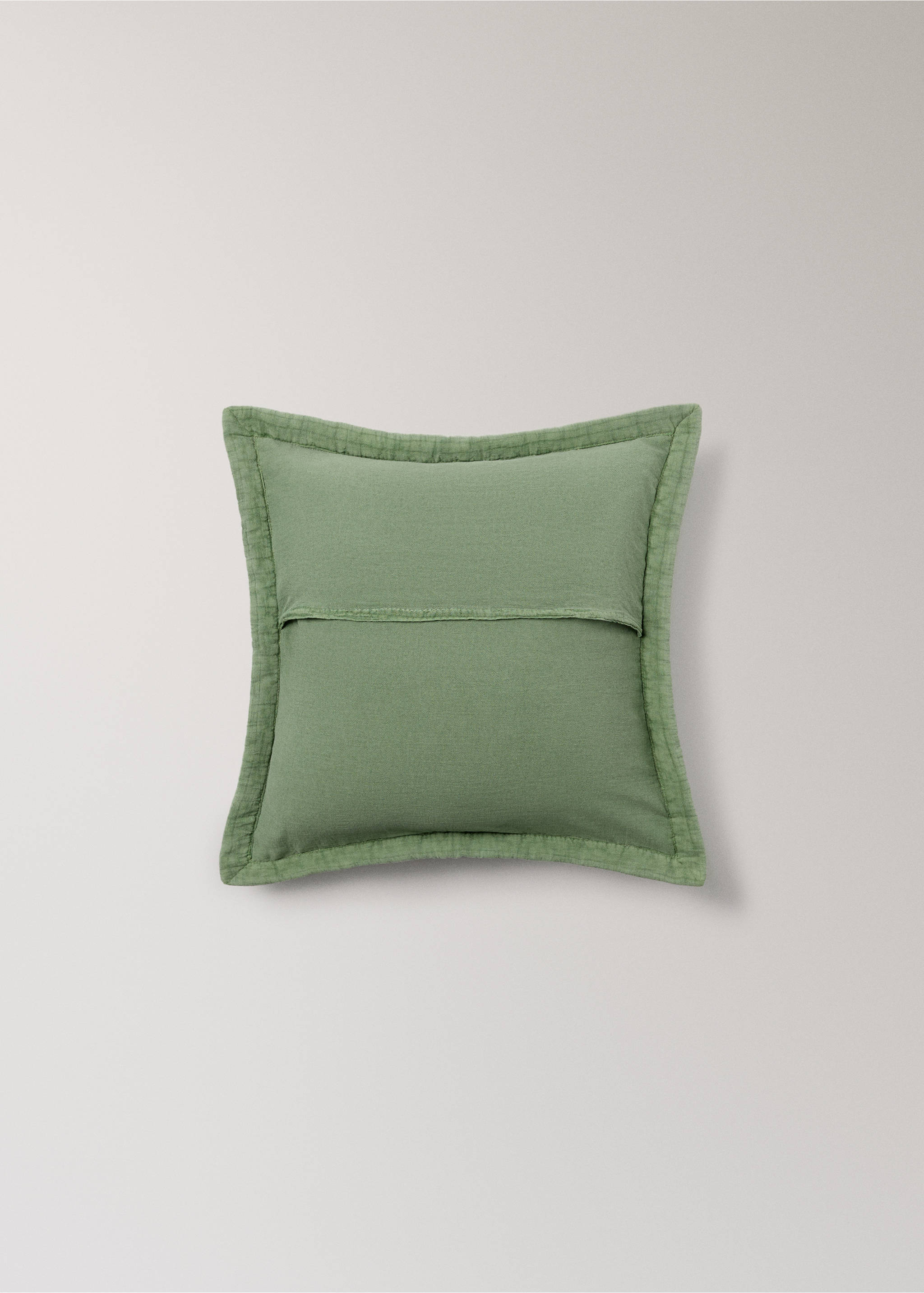Washed cotton plaid children's bed cushion cover 40x40 cm - Details of the article 5, Medium Green. Ref: 17073826-00.