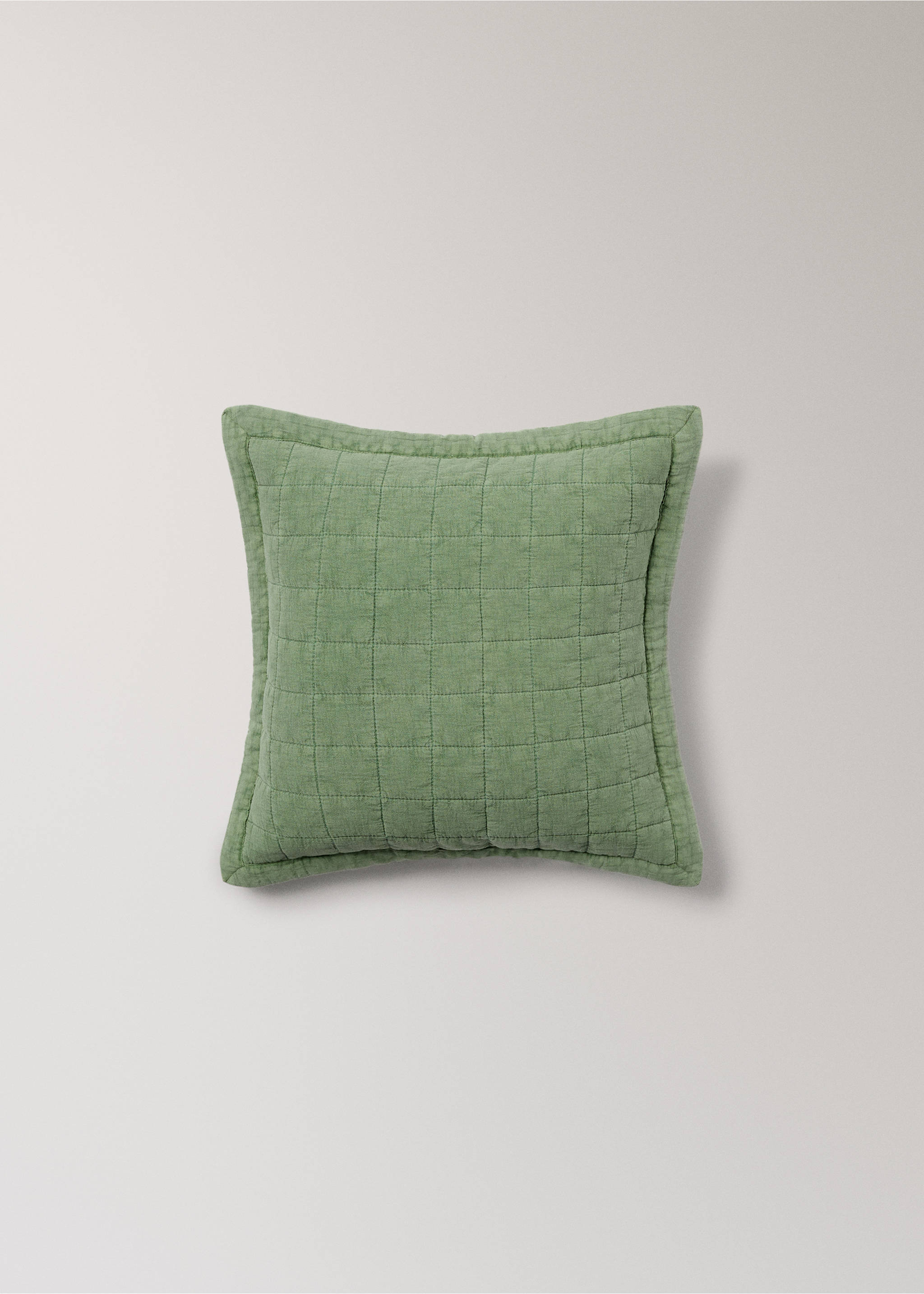 Washed cotton plaid children's bed cushion cover 40x40 cm - Article without model, Medium Green. Ref: 17073826-00.
