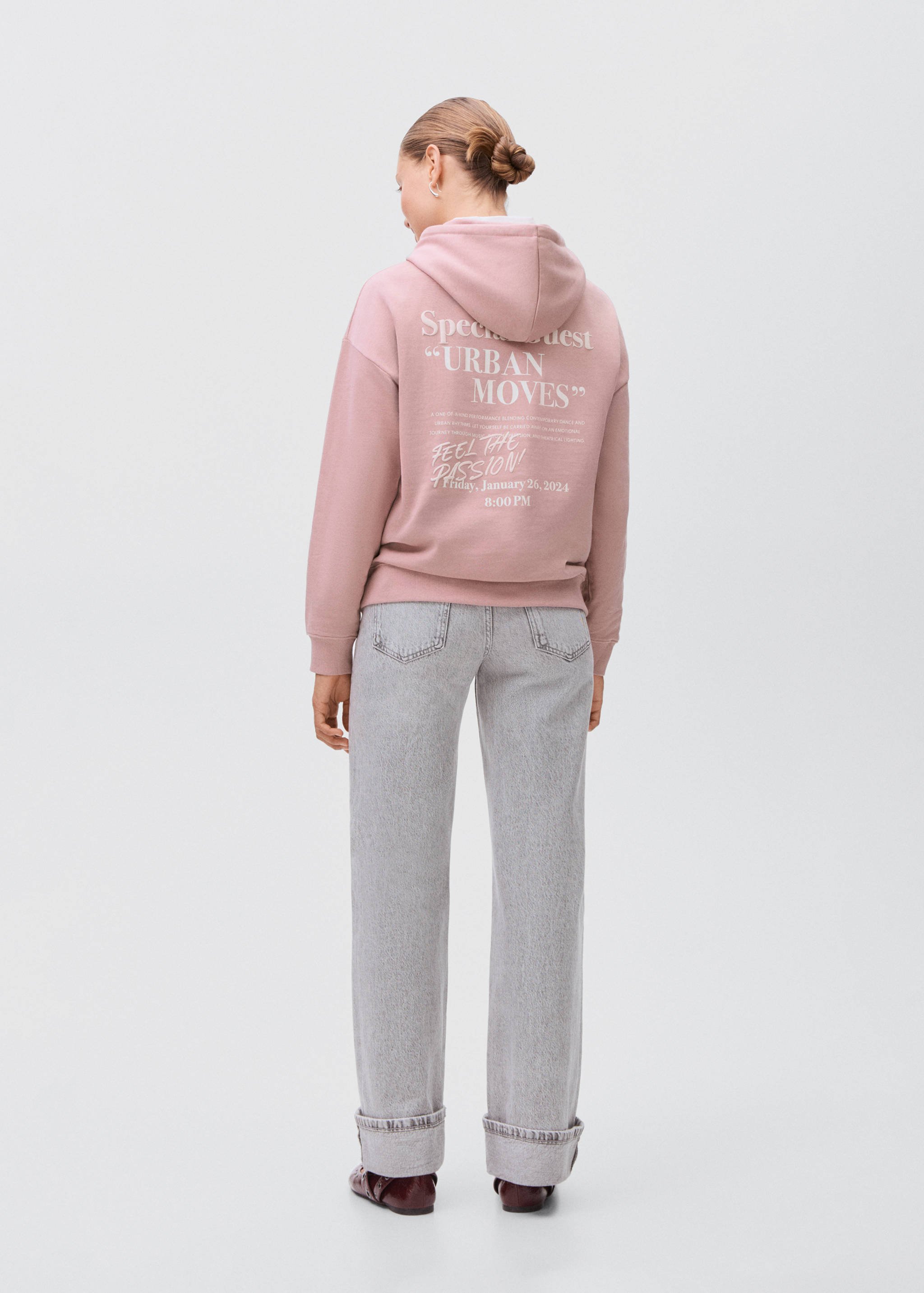 Mönstrad sweatshirt med huva - Artikelns baksida