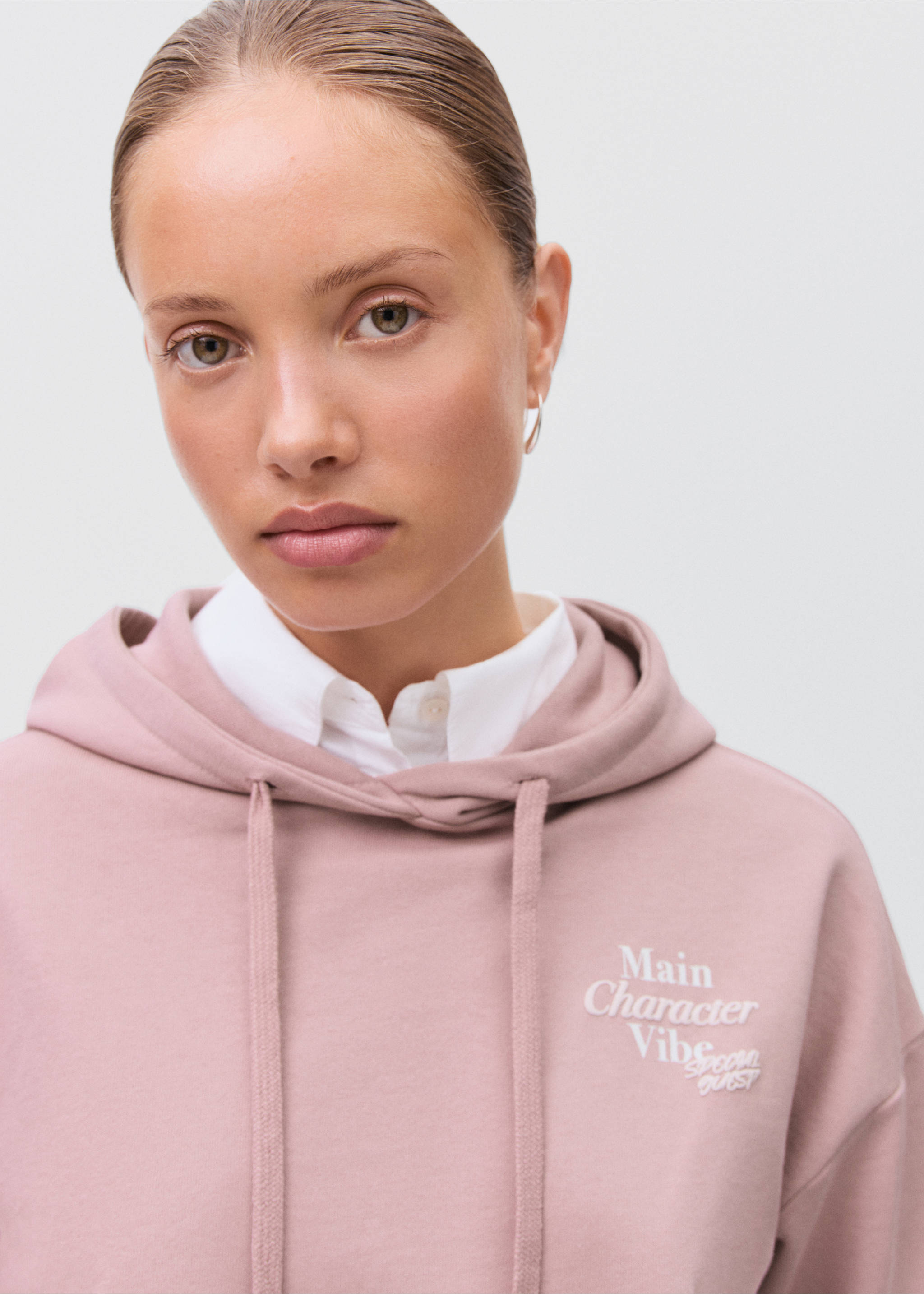 Mönstrad sweatshirt med huva - Detaljer om artikeln 1, Pastellrosa. Ref: 17074072-00.