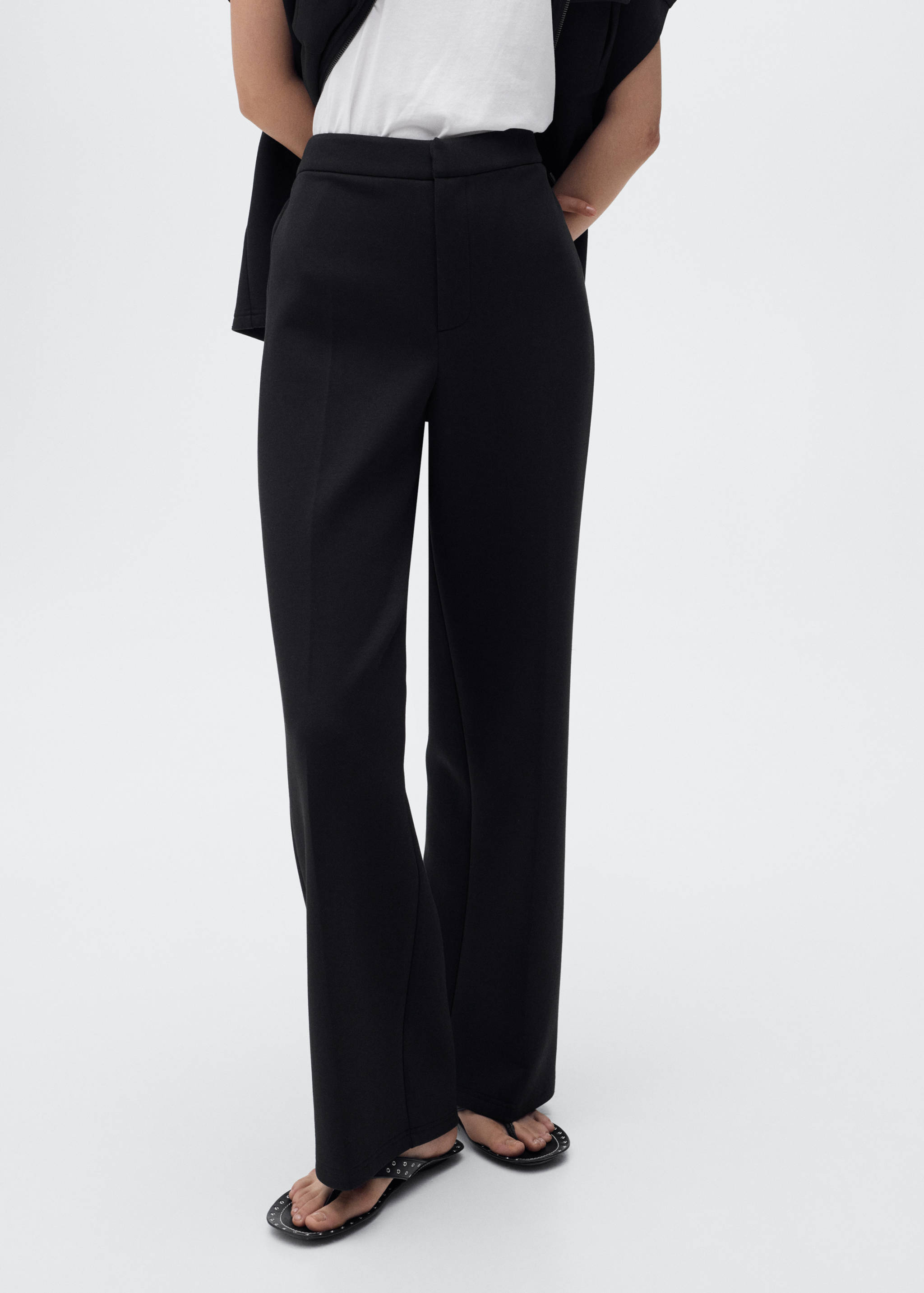 Straight-fit trousers with elastic waist - Medium plane