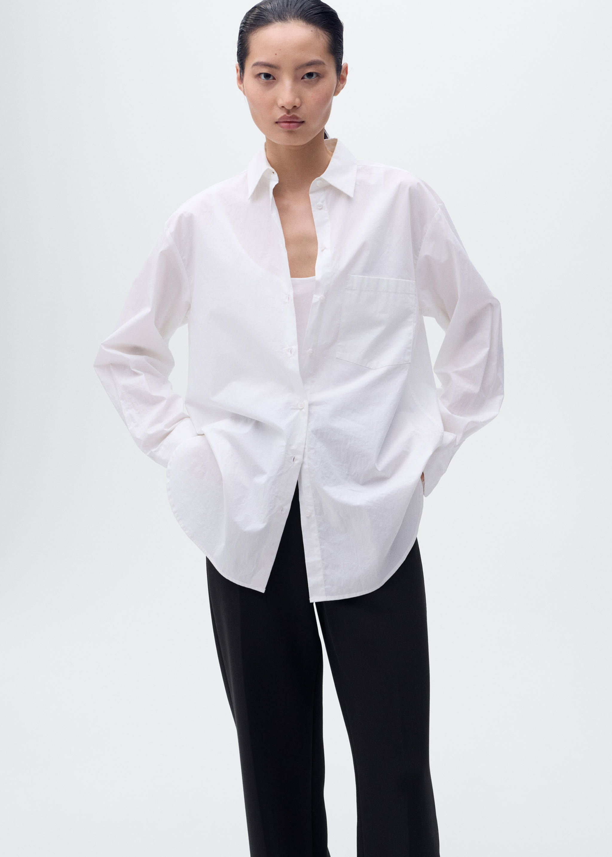 Straight-fit trousers with elastic waist - Details of the article 1