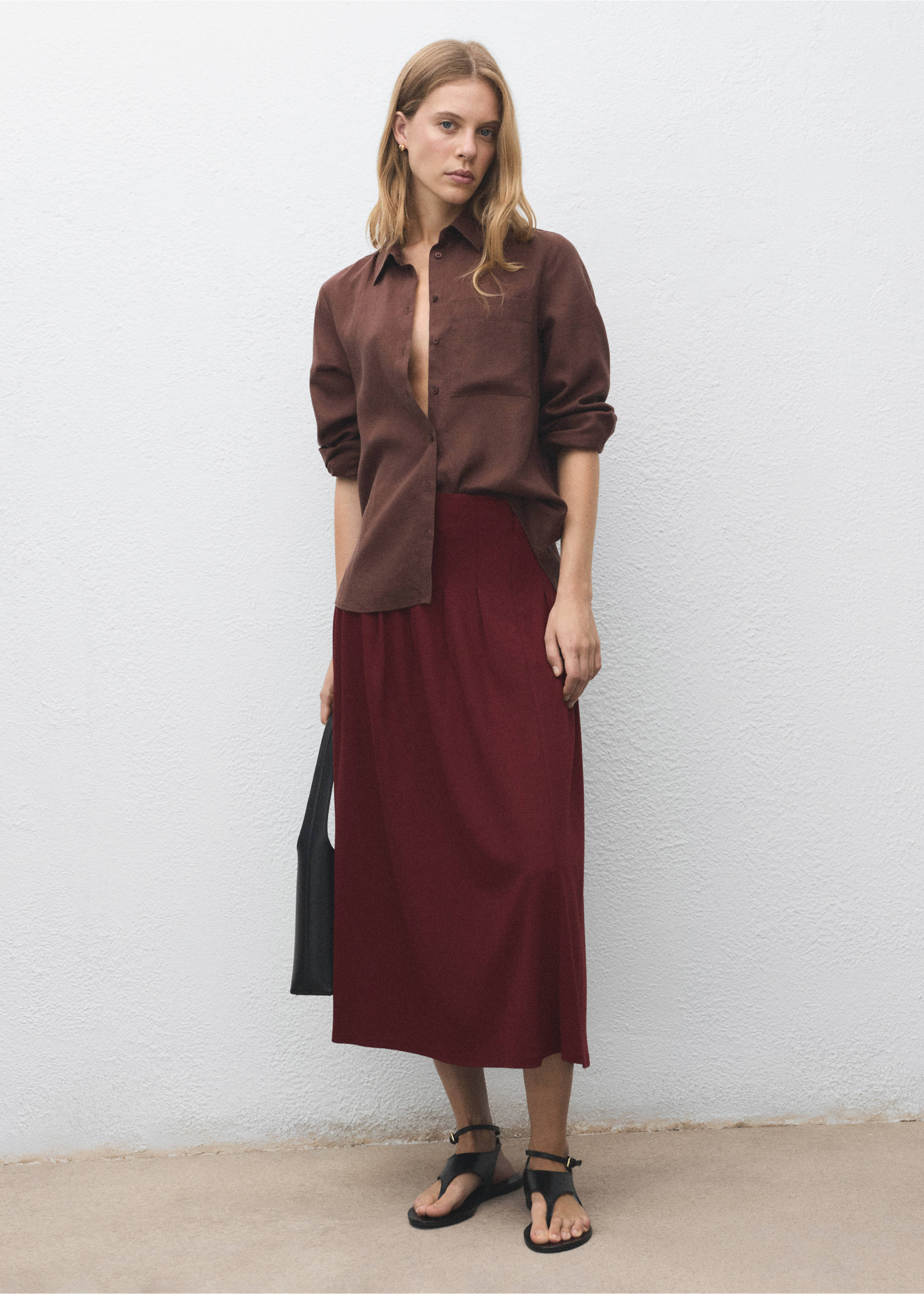 Plank midi-skirt - General plane, Burgundy. Ref: 17074075-00.