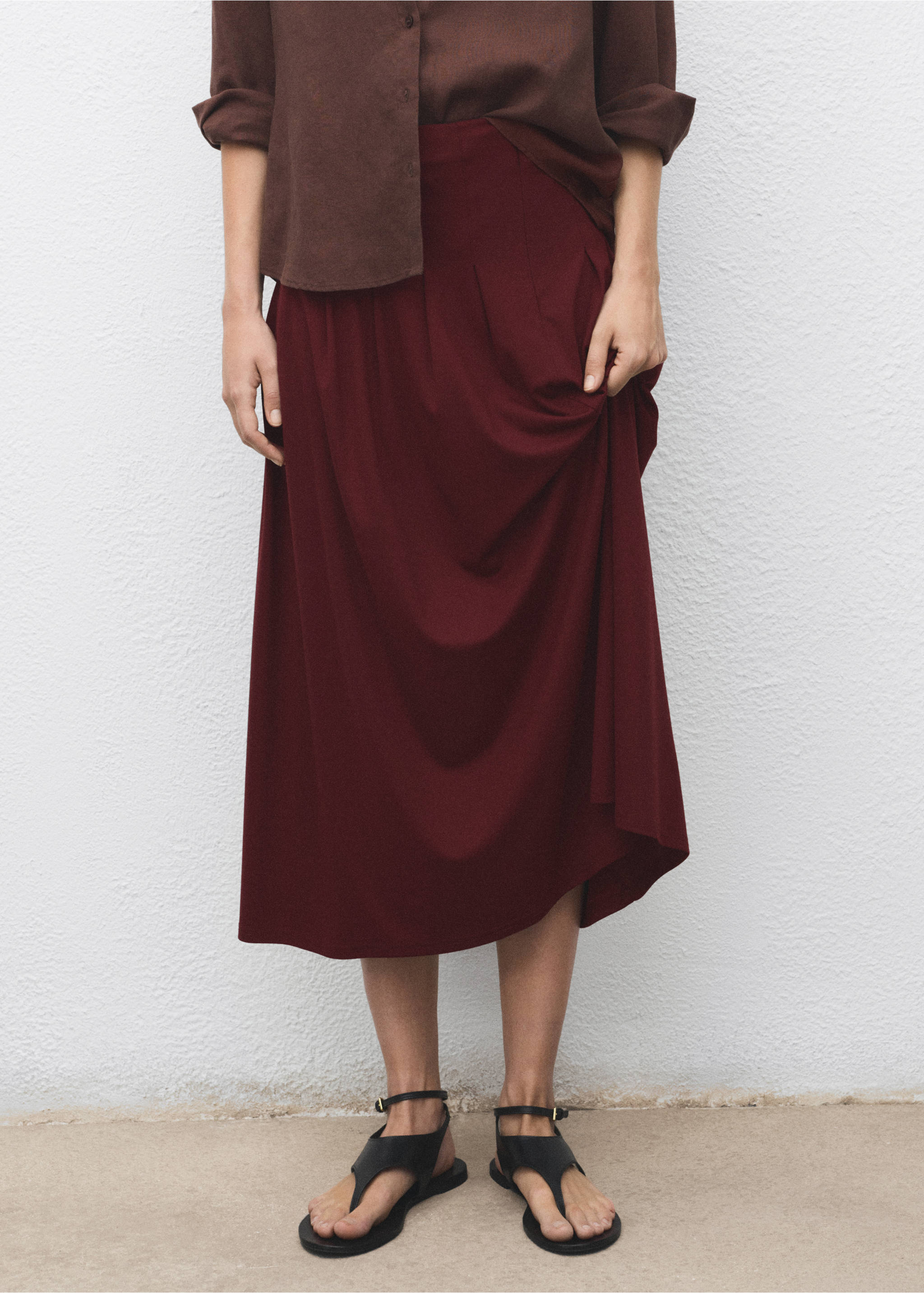 Plank midi-skirt - Medium plane, Burgundy. Ref: 17074075-00.