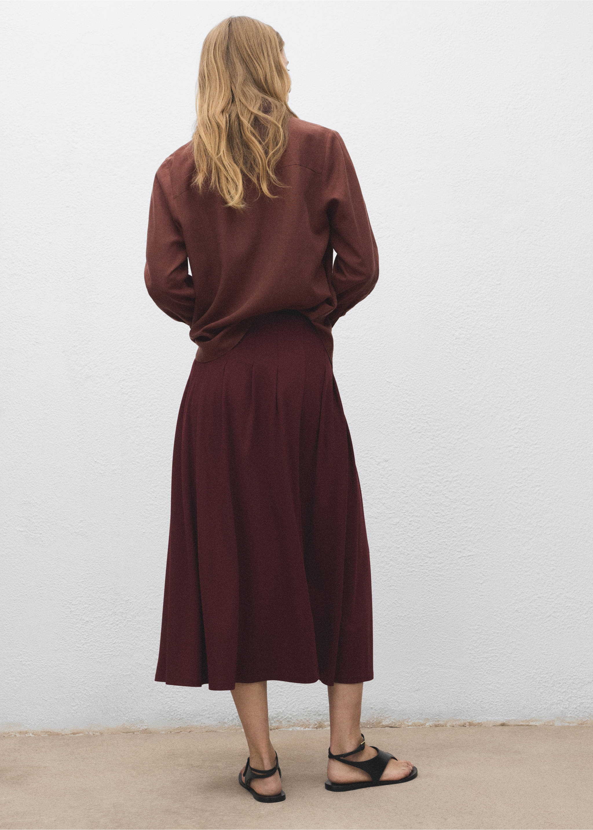 Plank midi-skirt - Reverse of the article, Burgundy. Ref: 17074075-00.