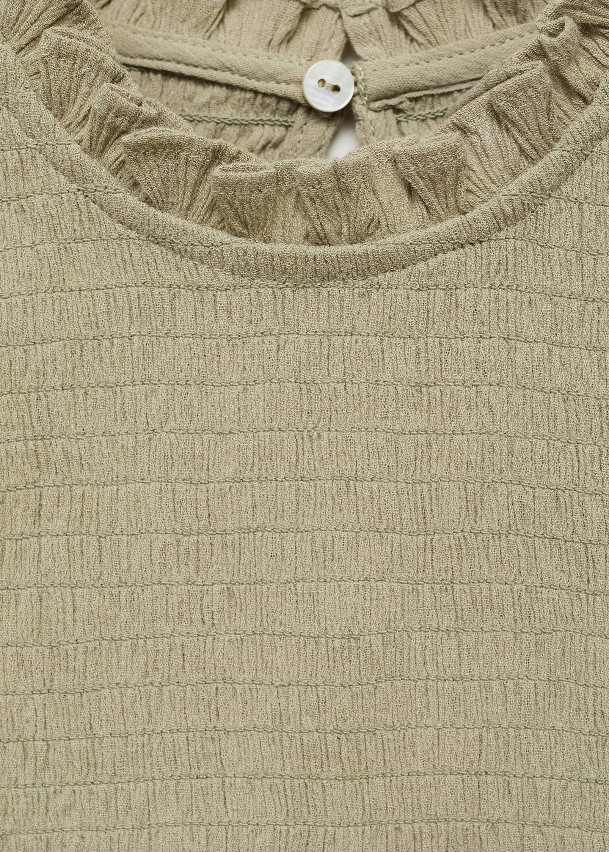 Ruched blouse with ruffles - Details of the article 8, Medium Green. Ref: 17074077-00.