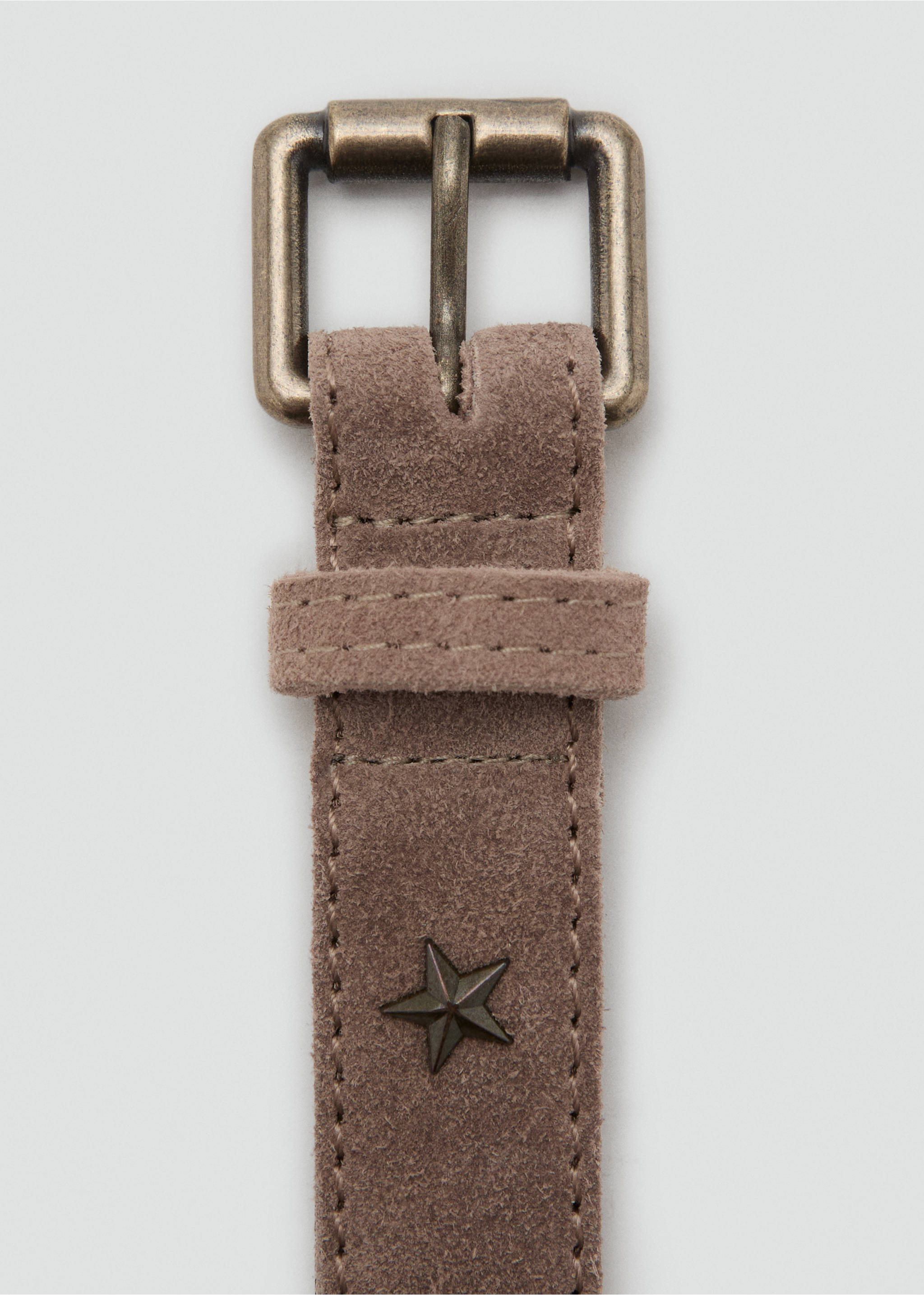 Stars leather belt - Details of the article 1, Sand. Ref: 17074085-00.