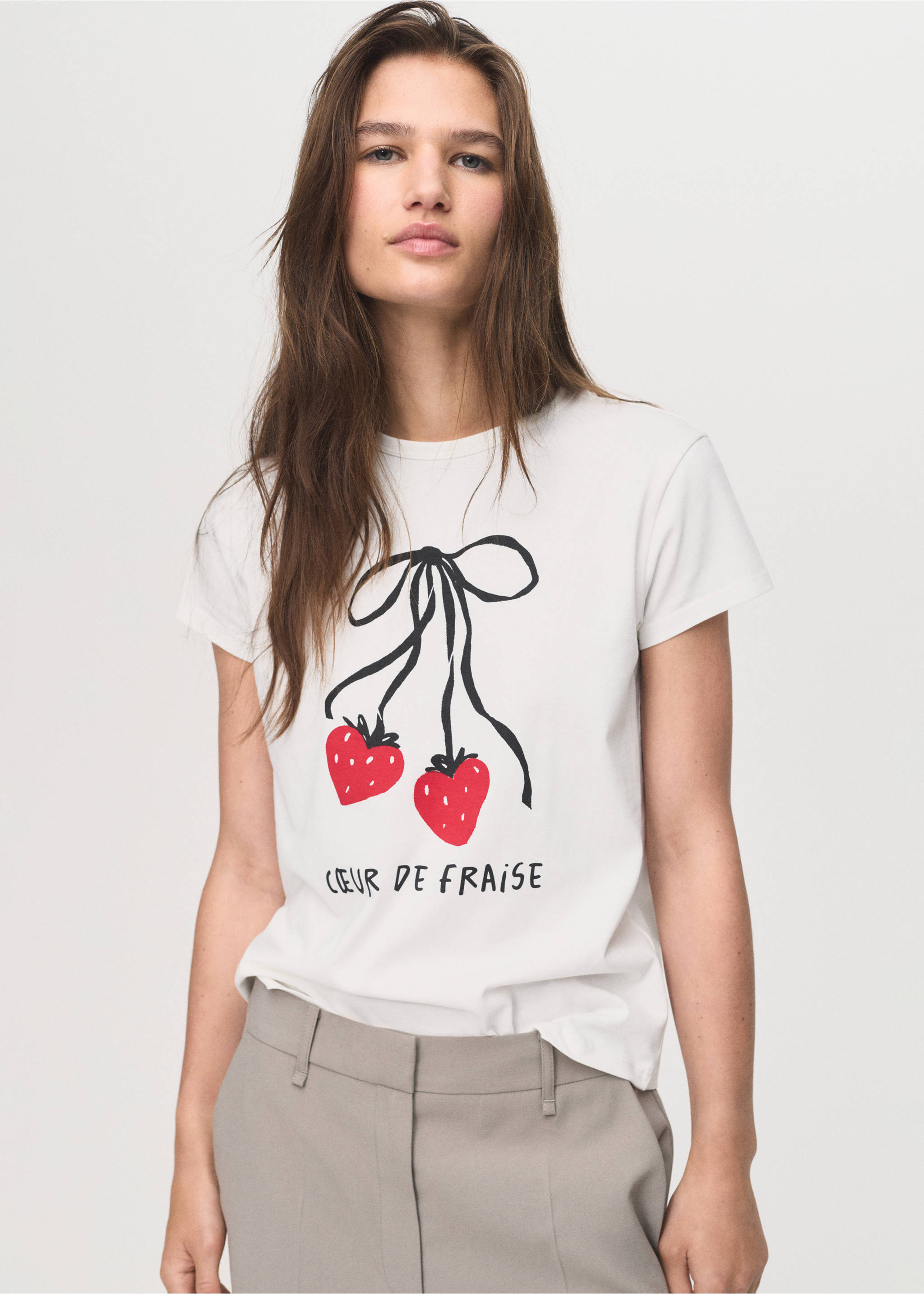 Printed cotton-blend t-shirt - Medium plane, White. Ref: 17074088-00.