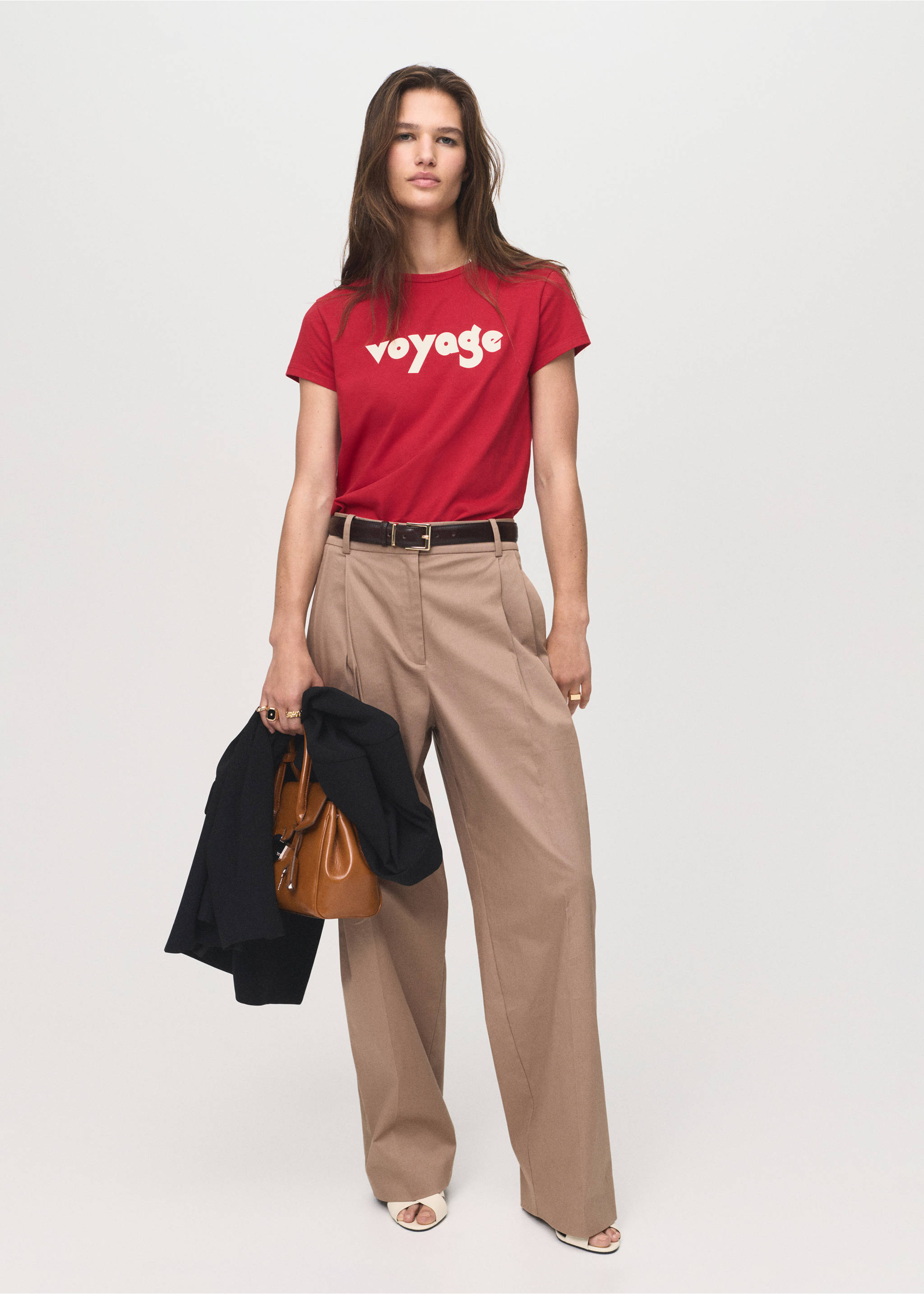 Printed cotton-blend t-shirt - General plane, Red. Ref: 17074088-00.