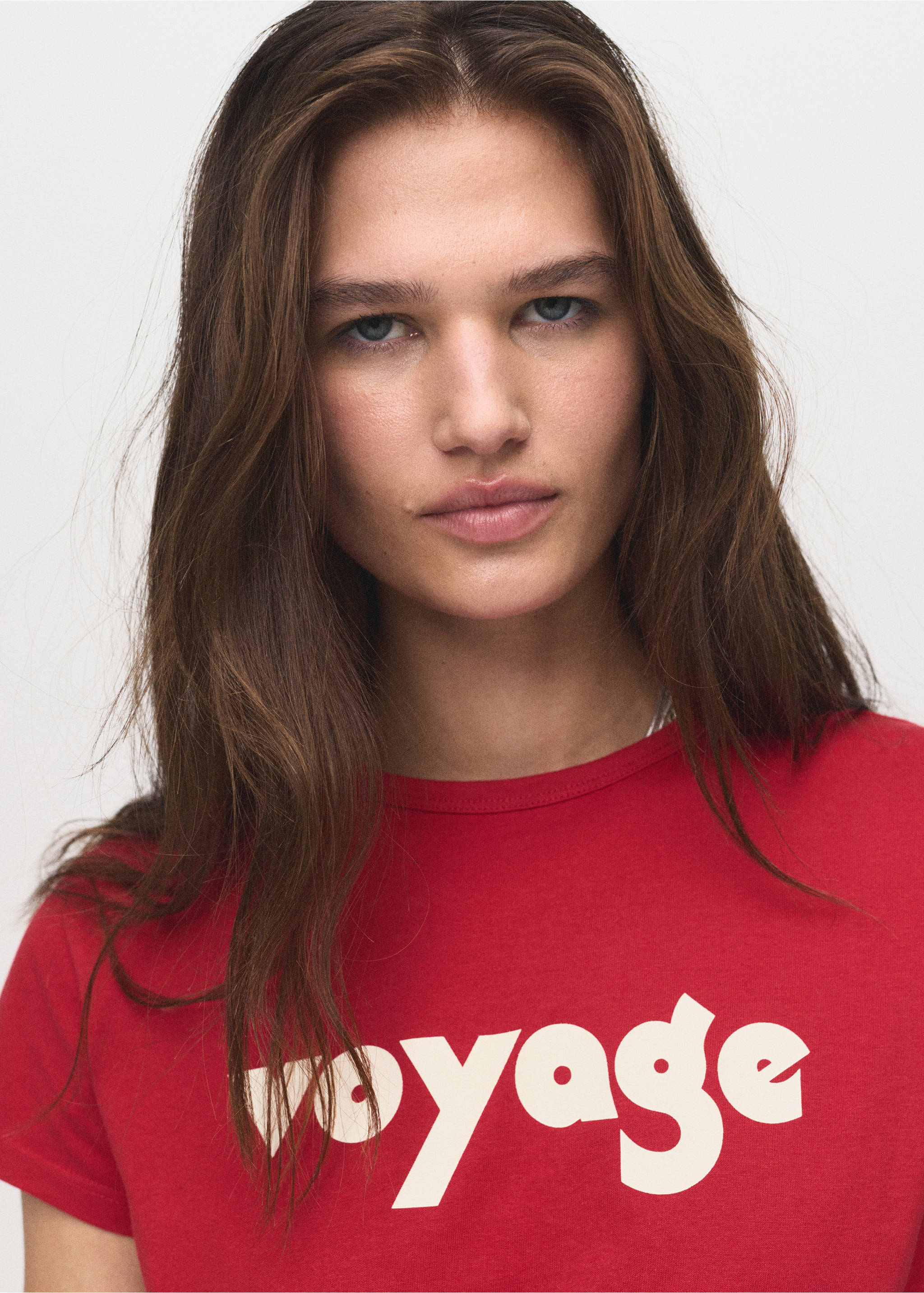 Printed cotton-blend t-shirt - Details of the article 1, Red. Ref: 17074088-00.