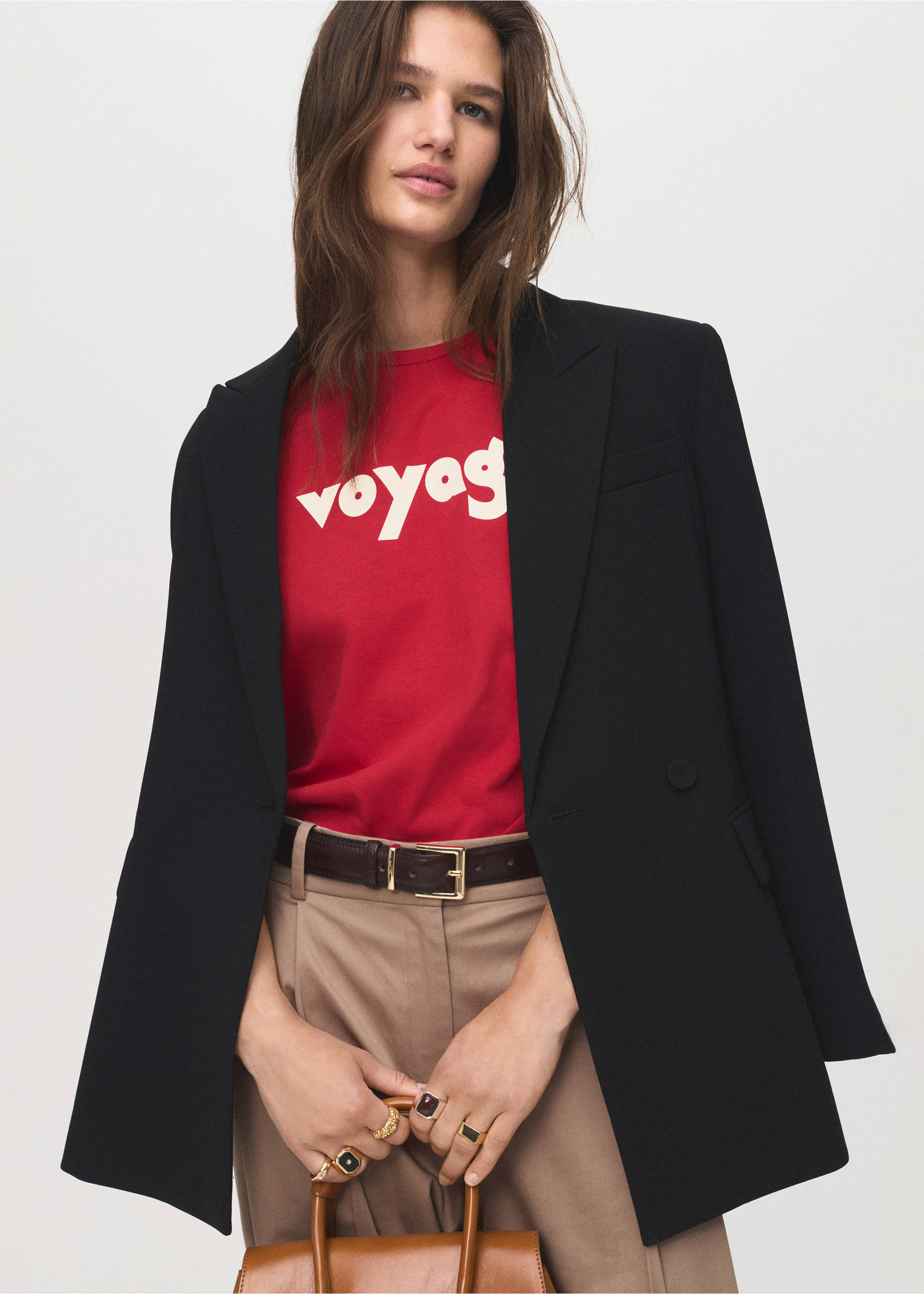 Printed cotton-blend t-shirt - Details of the article 2, Red. Ref: 17074088-00.