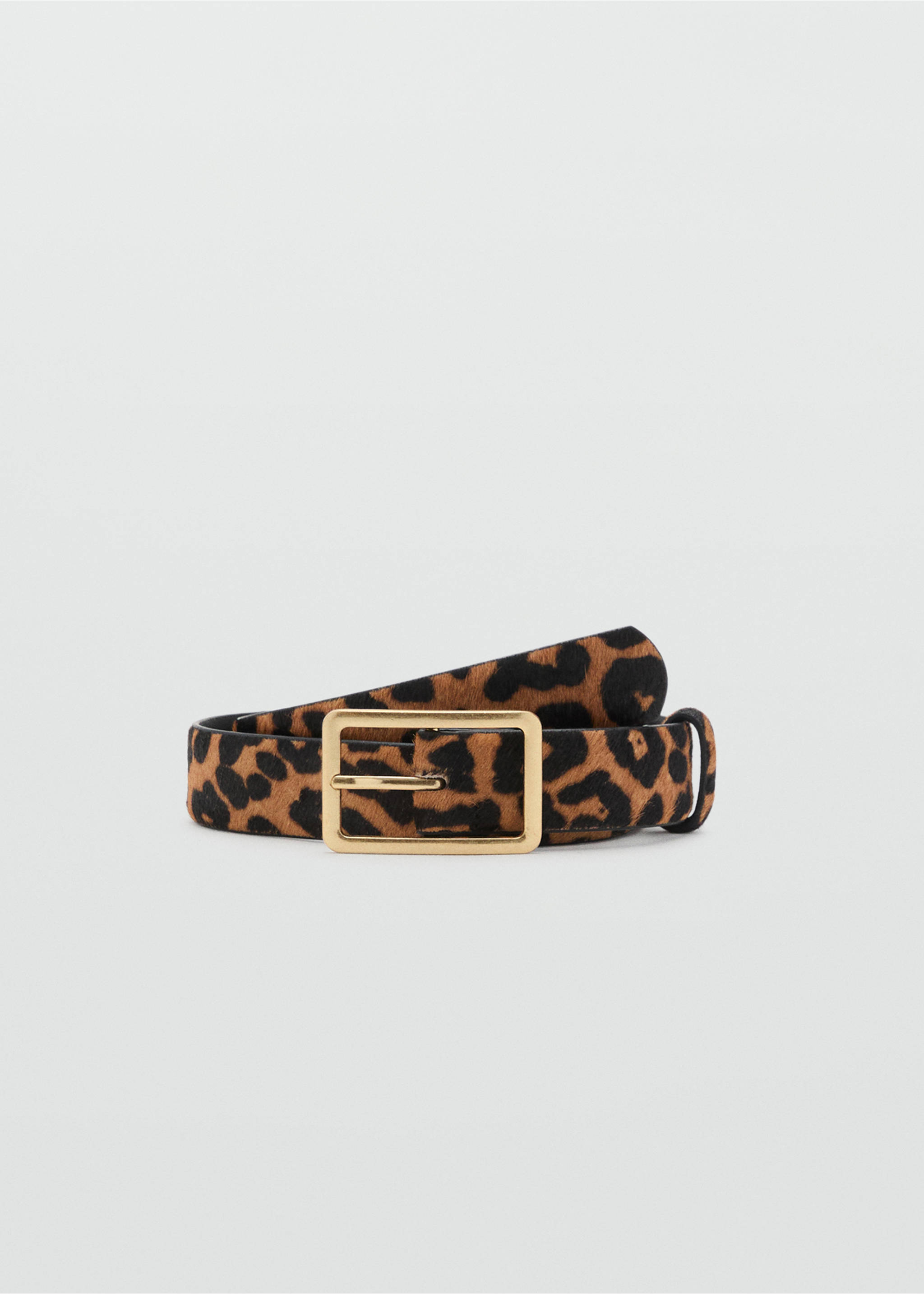 Cinto de pele com efeito de leopardo - Artigo sem modelo, Castanho. Ref: 17074094-00.
