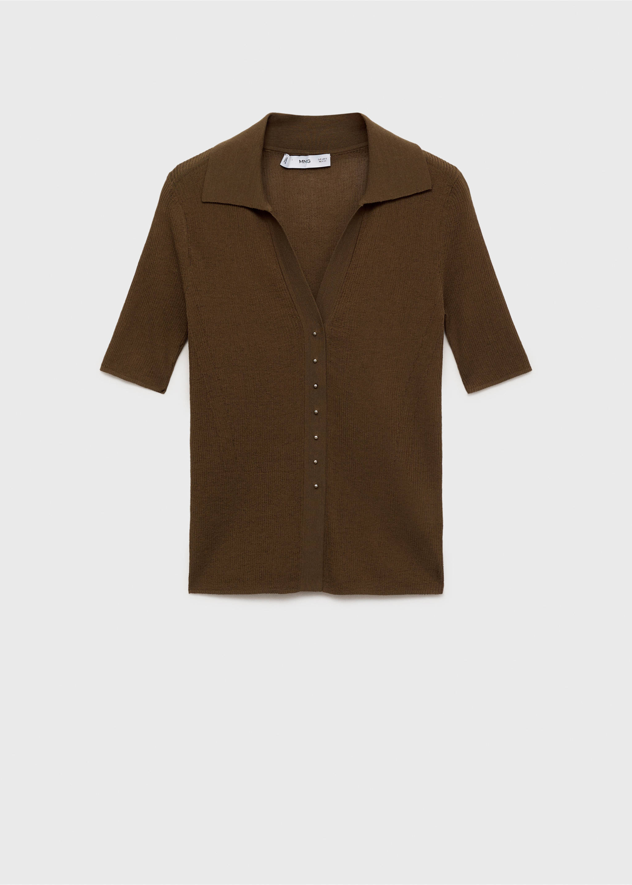 Ribbed polo-neck sweater - Article without model, Chocolate. Ref: 17074102-00.