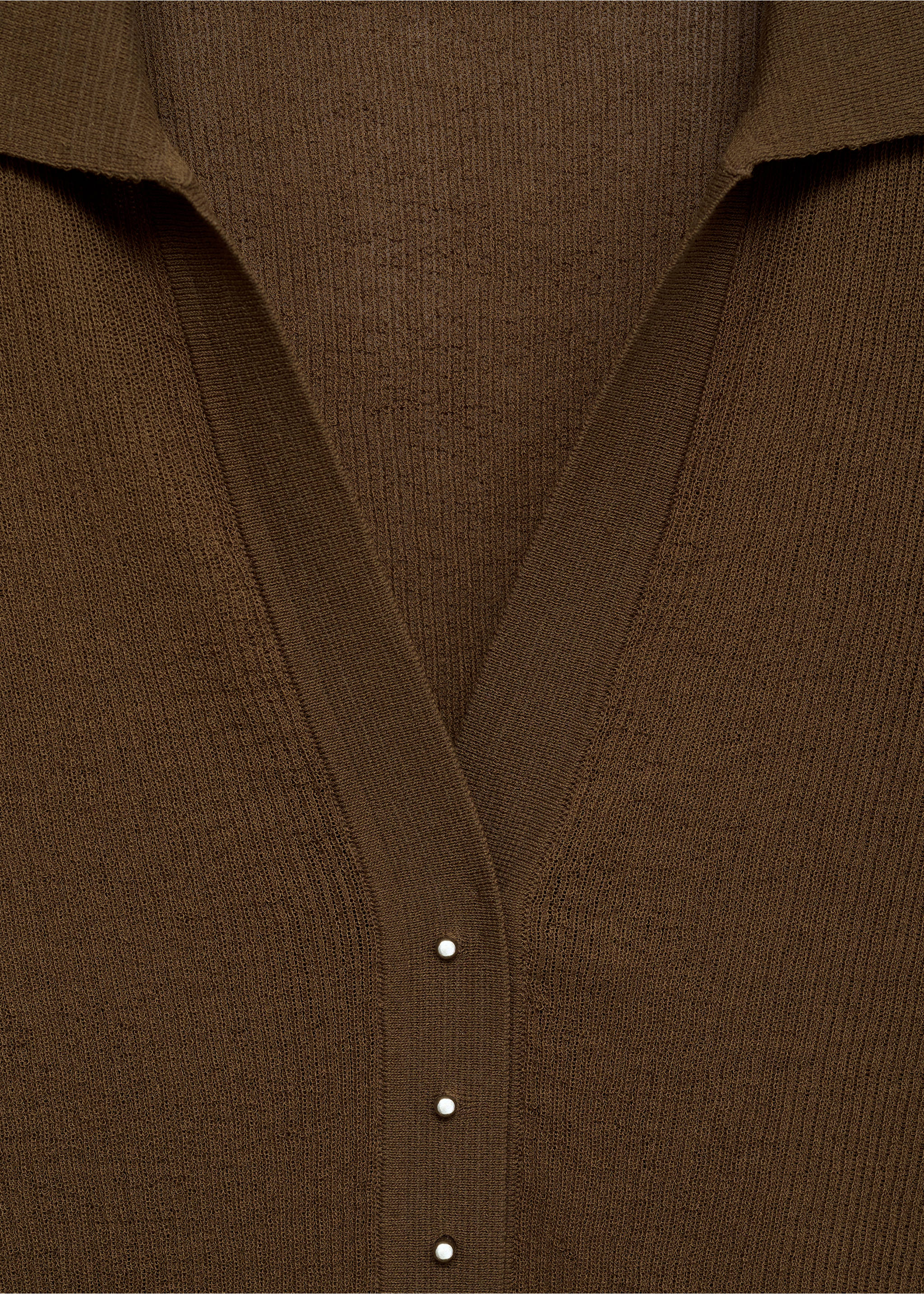 Ribbed polo-neck sweater - Details of the article 8, Chocolate. Ref: 17074102-00.