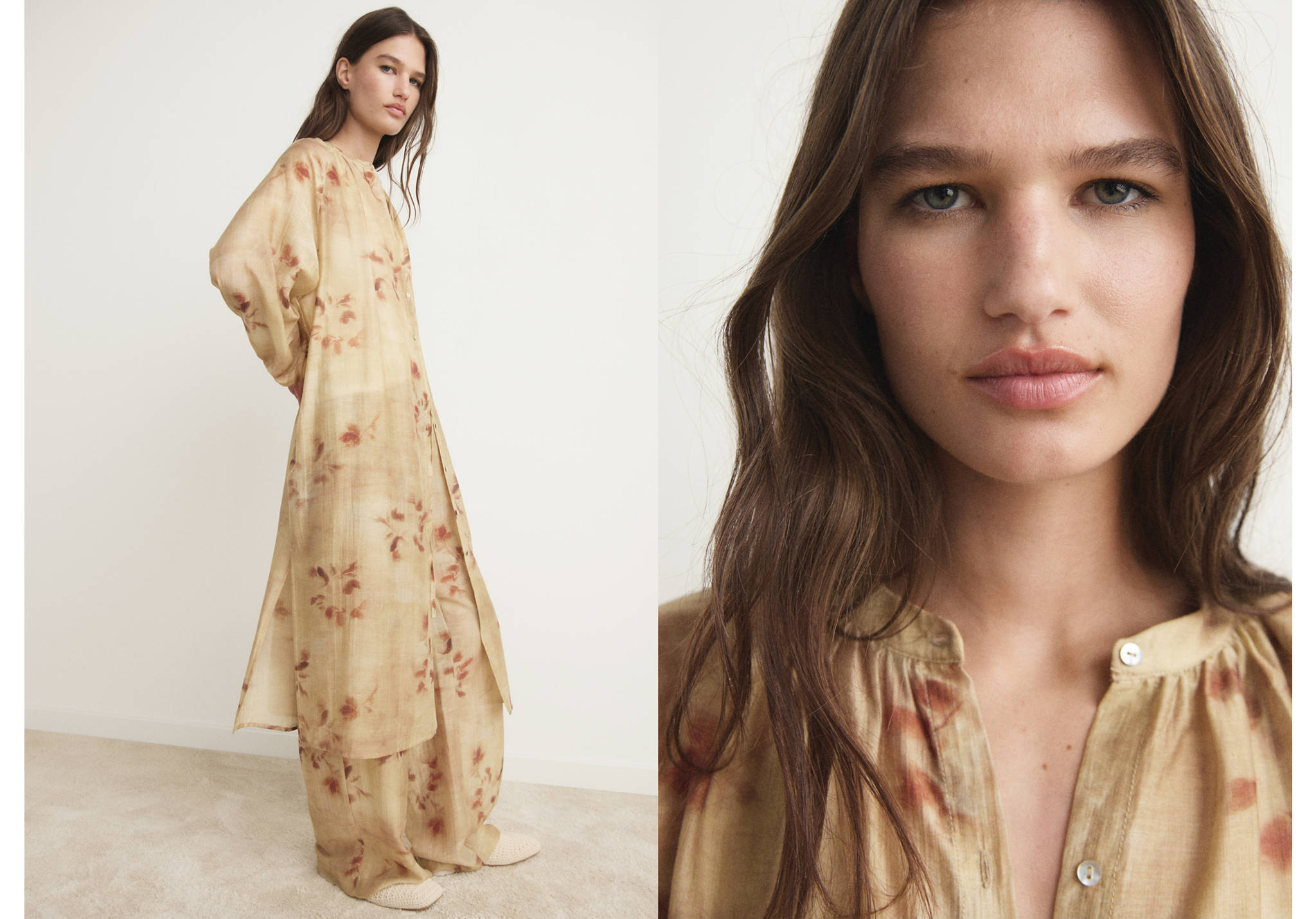 Leaf-print caftan - Panoramic plane