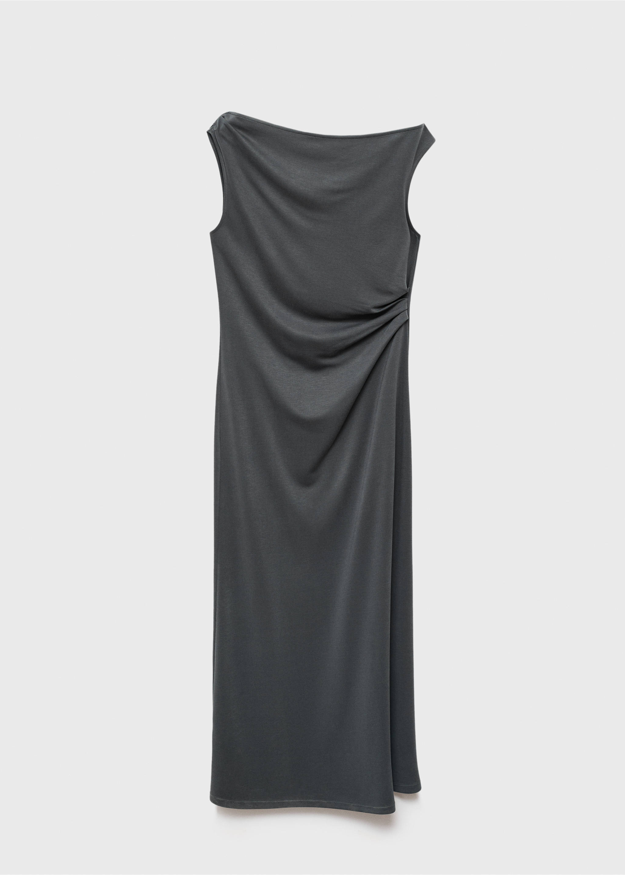 Asymmetrical pleated dress - Article without model, Charcoal. Ref: 17074108-00.