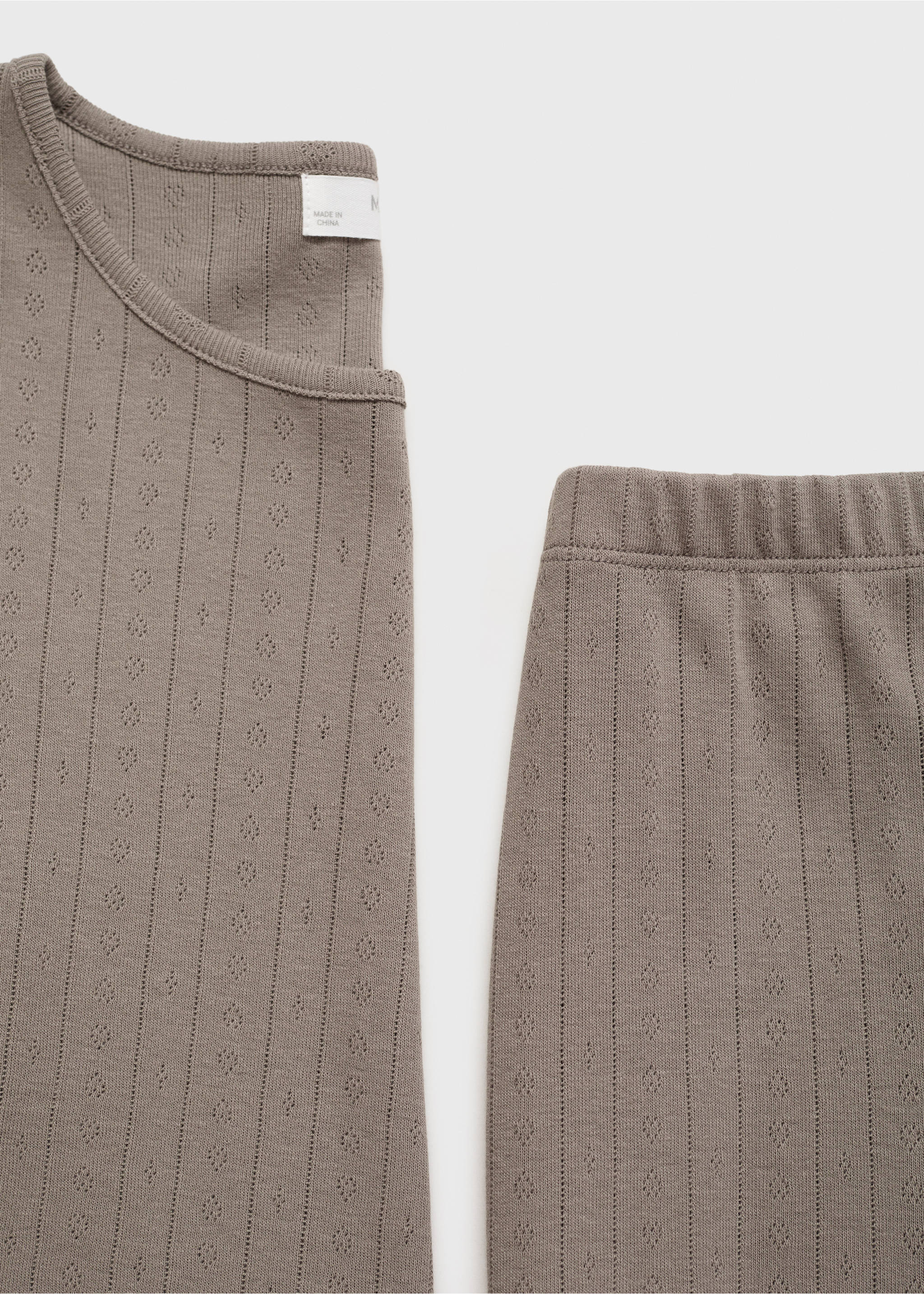 Pyjama deux pièces coton maille lâche - Détail de l'article 8, Marron moyen. Ref: 17074109-00.
