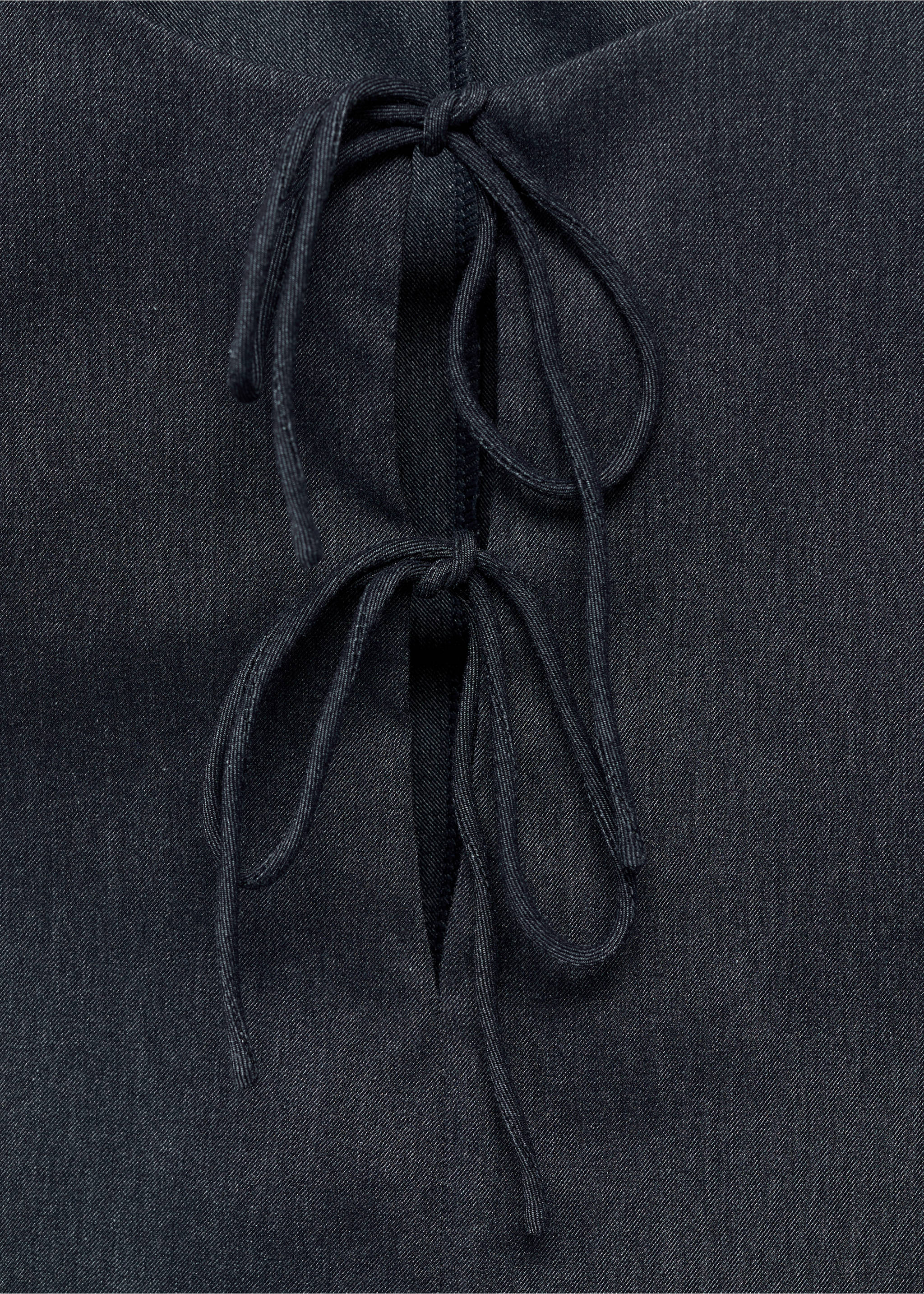 Denim-effect top with bows - Details of the article 8, Blue. Ref: 17074111-00.