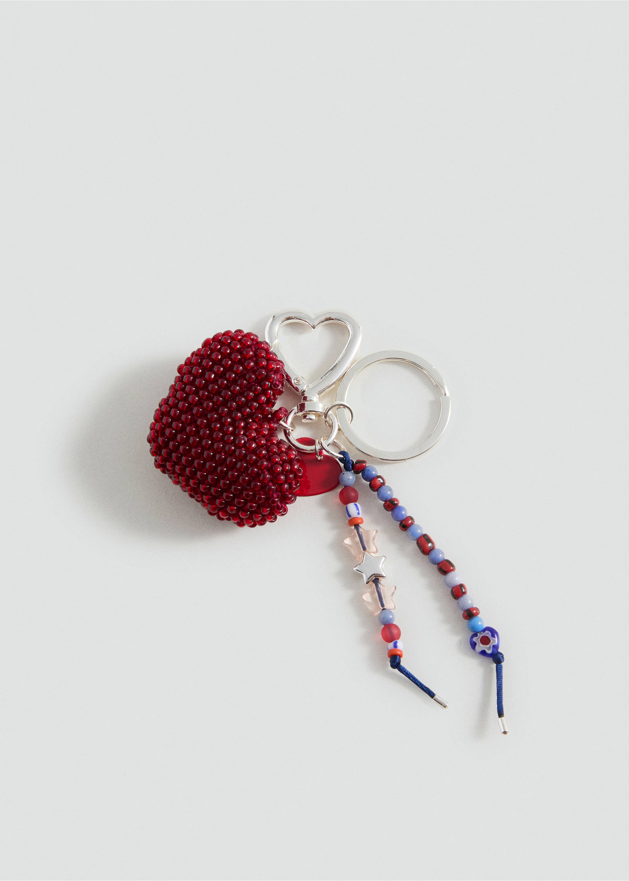 Beaded heart keychain - Article without model, Red. Ref: 17074115-00.