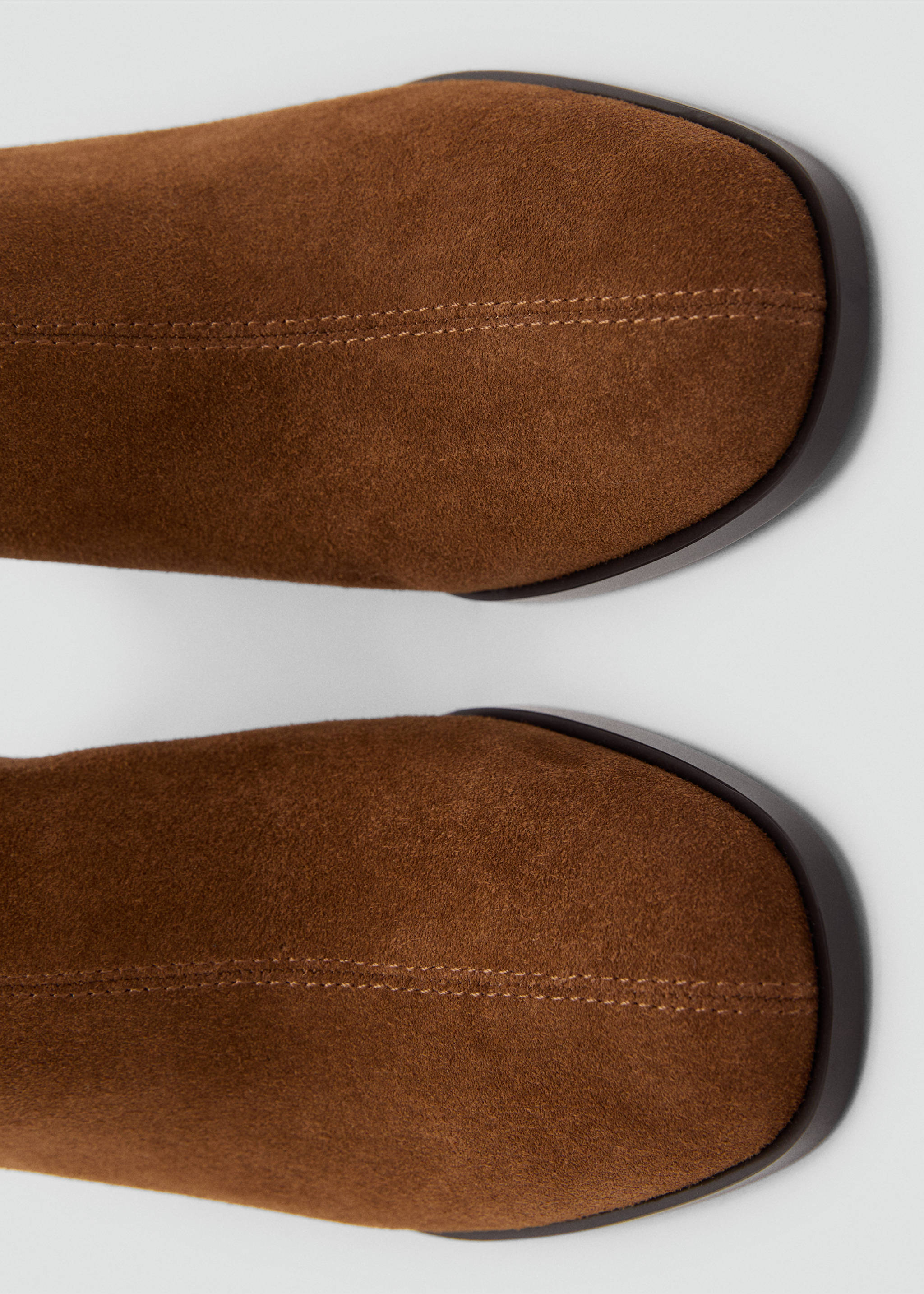 Suede block-heel boots - Details of the article 1, Tobacco Brown. Ref: 17074117-00.