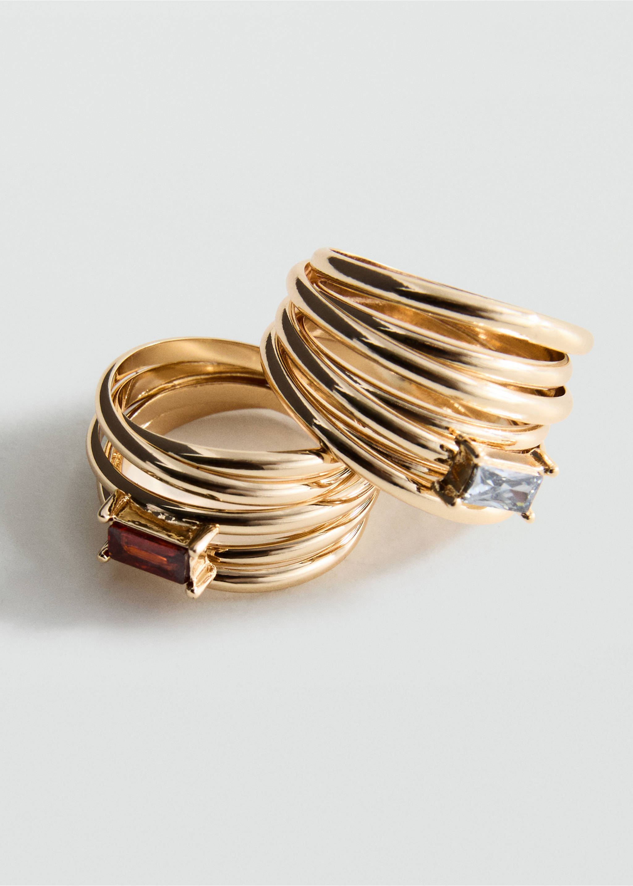 Set of 2 combined rings - Medium plane, Gold. Ref: 17074121-00.