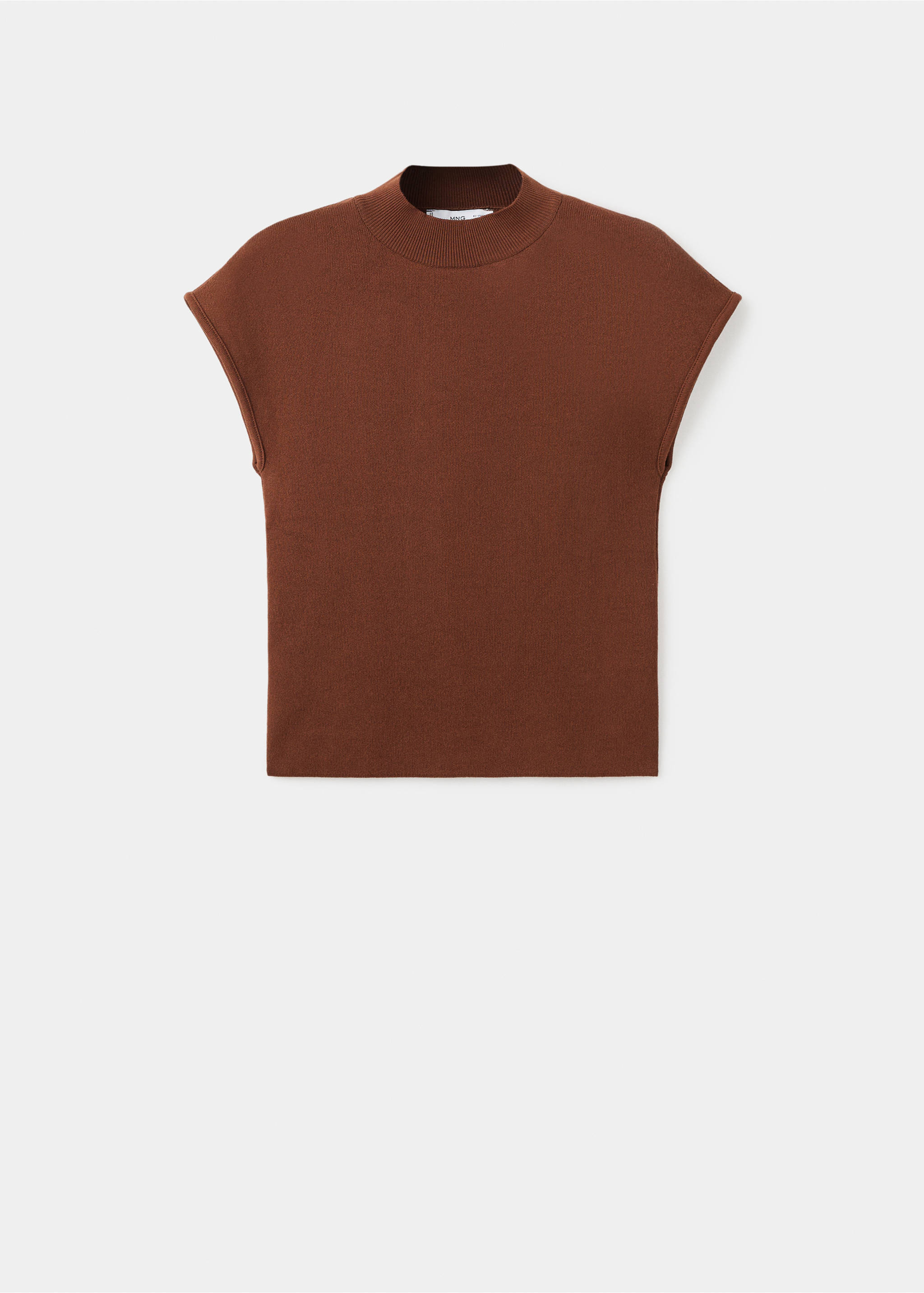 Short-sleeved fine-knit sweater - Article without model, Brown. Ref: 17074129-00.