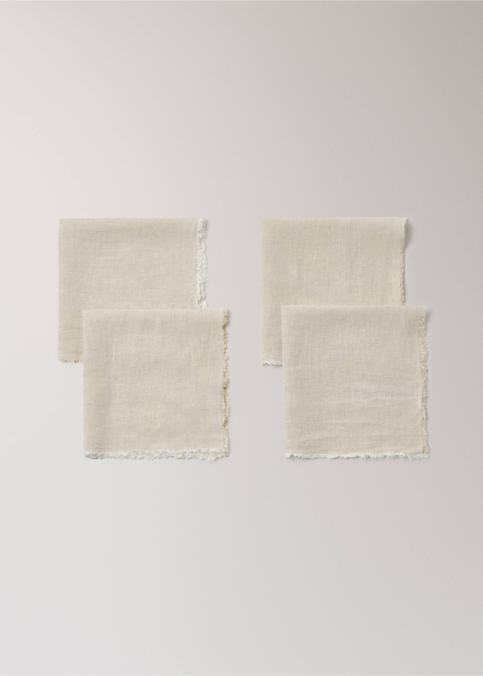 Serviettes en lin avec finition effilochée - Détail de l'article 1, Marron clair/pastel. Ref: 17074130-00.