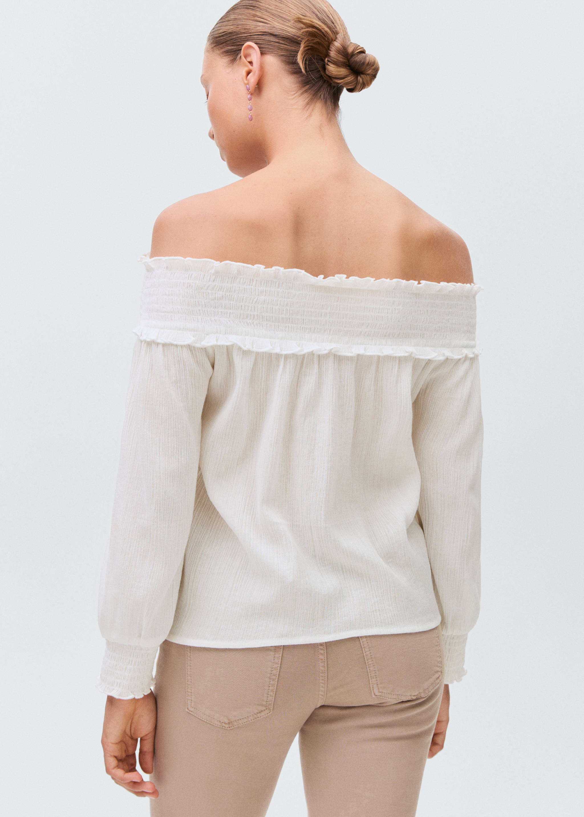 Strapless blouse with ruffled panel - Reverse of the article