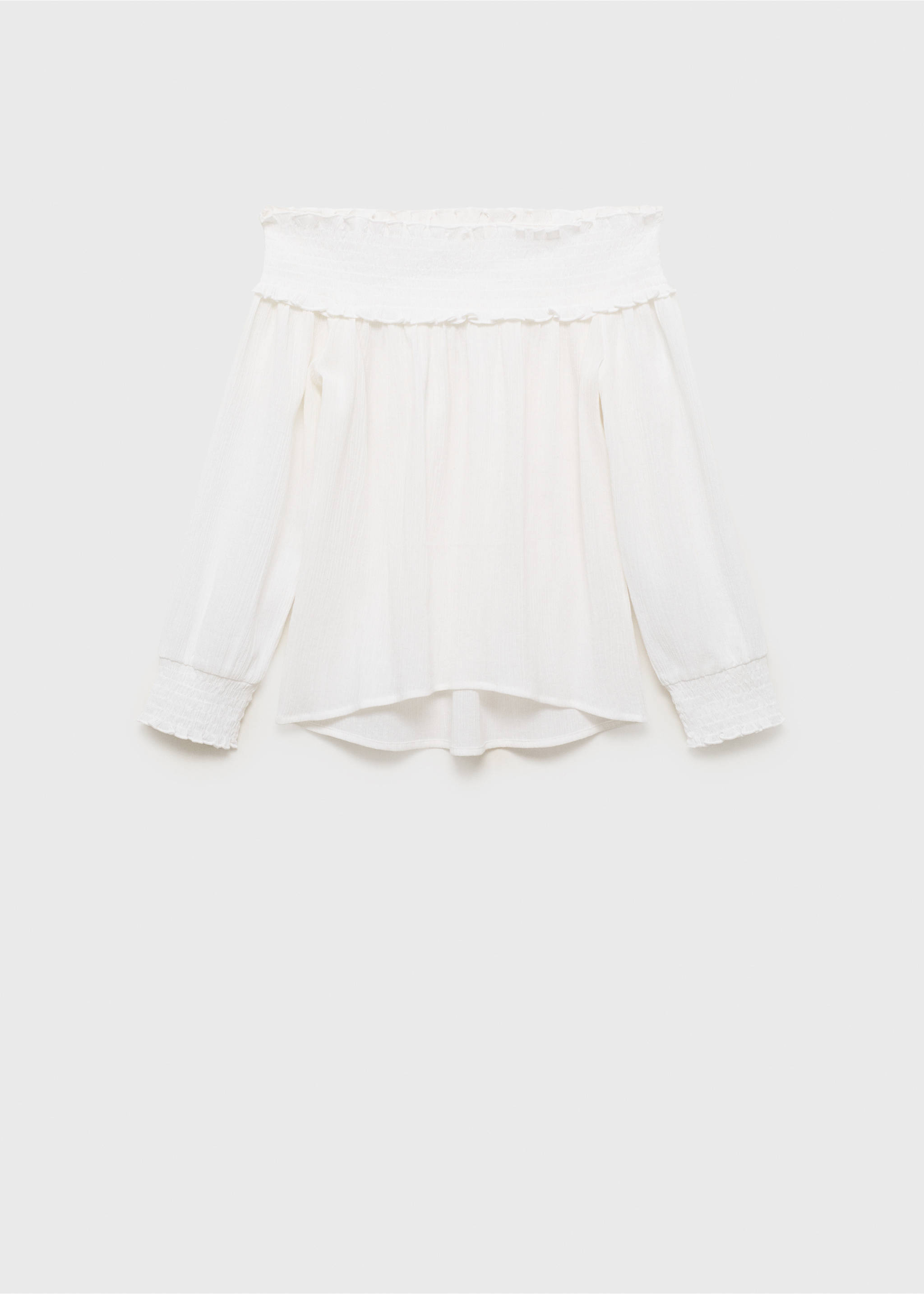Strapless blouse with ruffled panel - Article without model, Off White. Ref: 17074136-00.