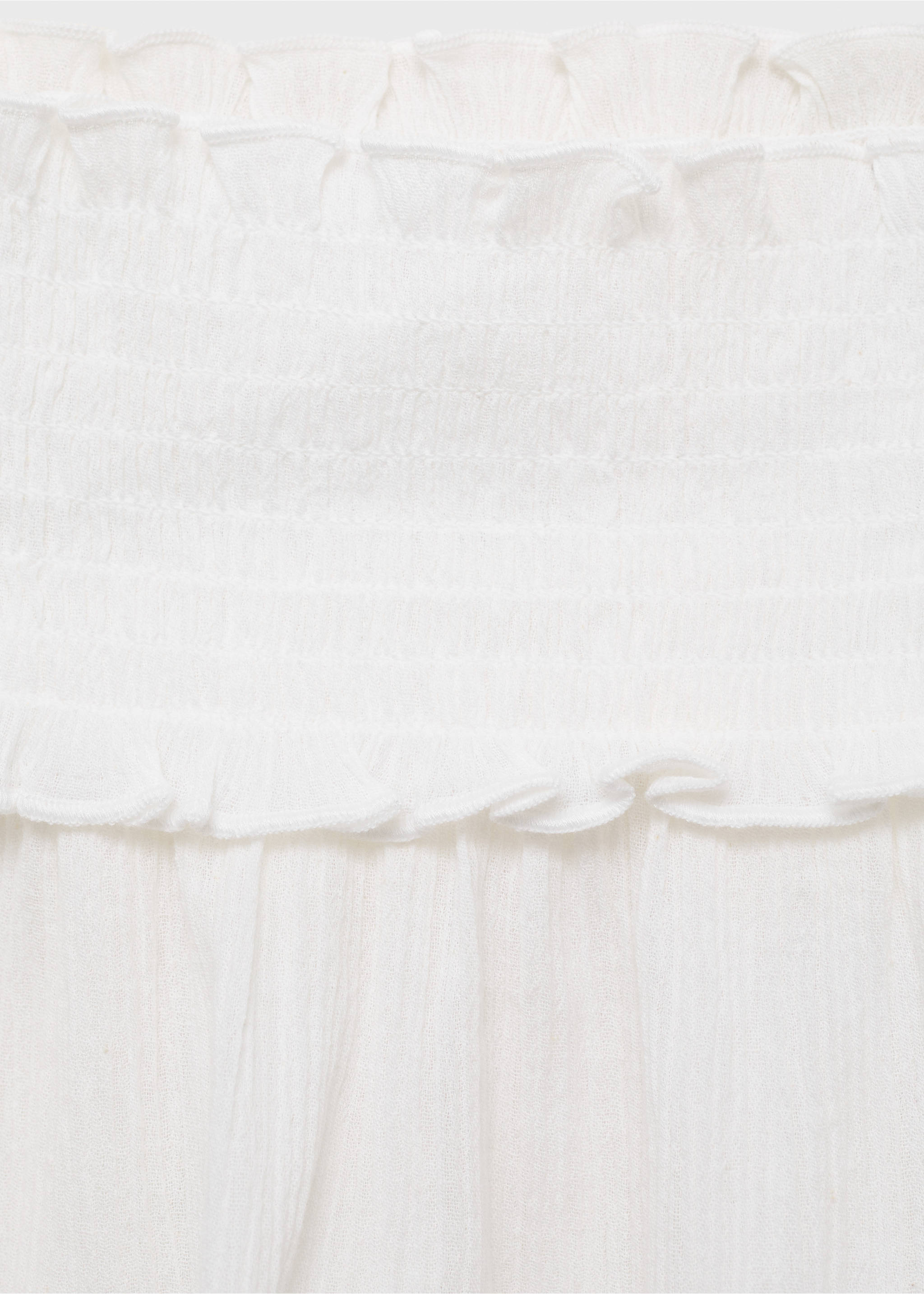 Strapless blouse with ruffled panel - Details of the article 8, Off White. Ref: 17074136-00.