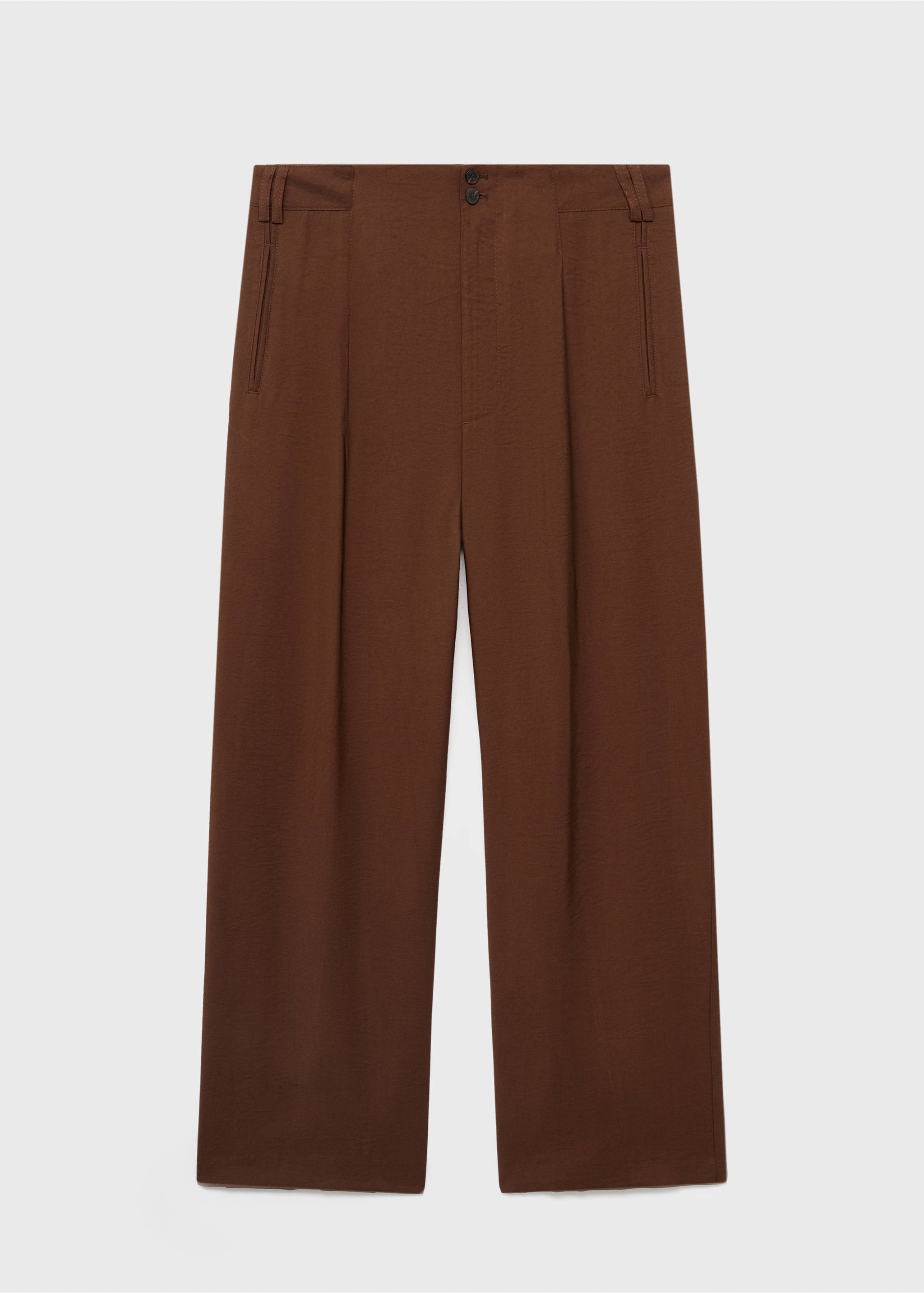 Pantalon droit pinces - Article sans modèle, Marron. Ref: 17074142-00.