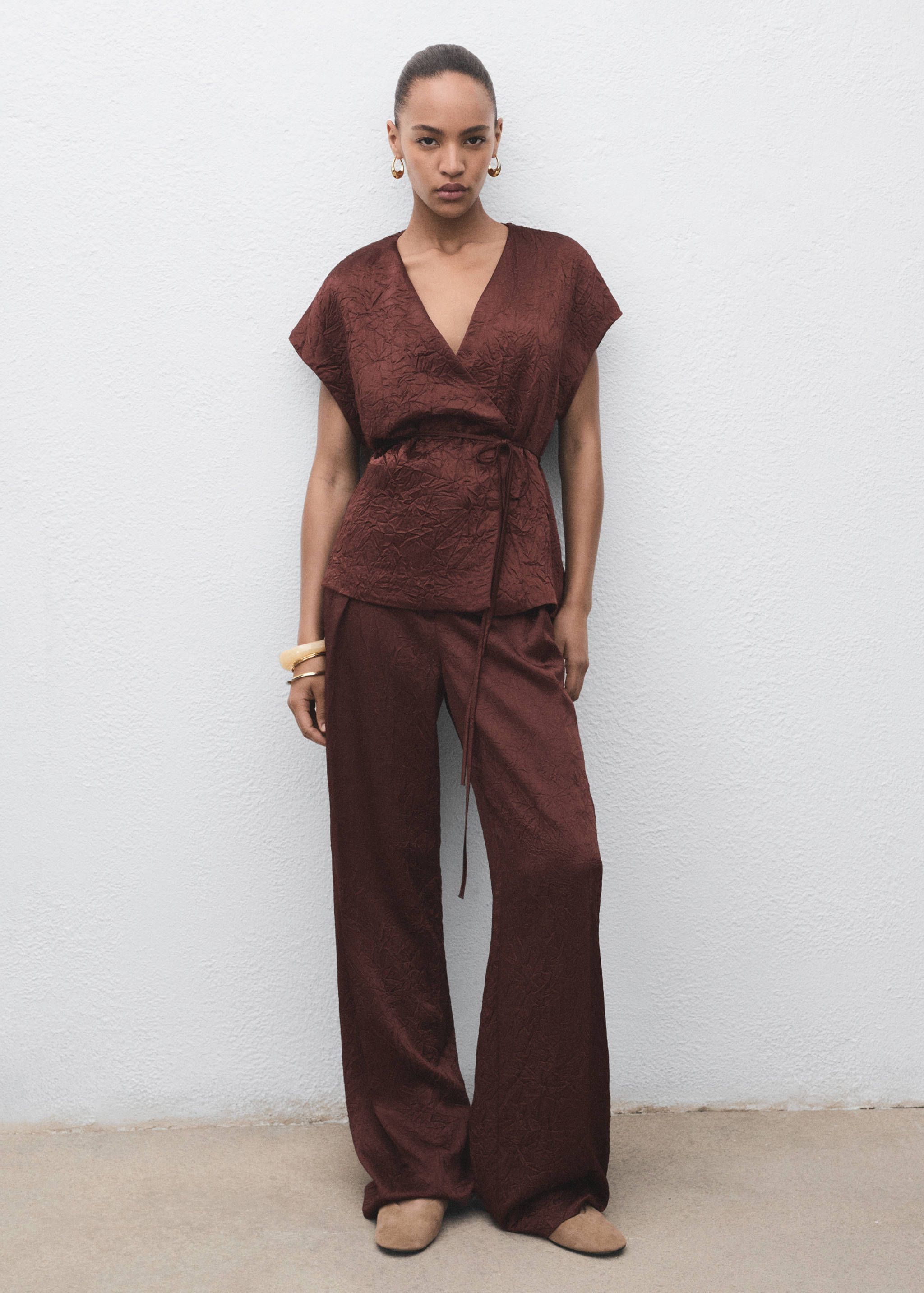 Double-breasted crinkled-effect waistcoat - General plane