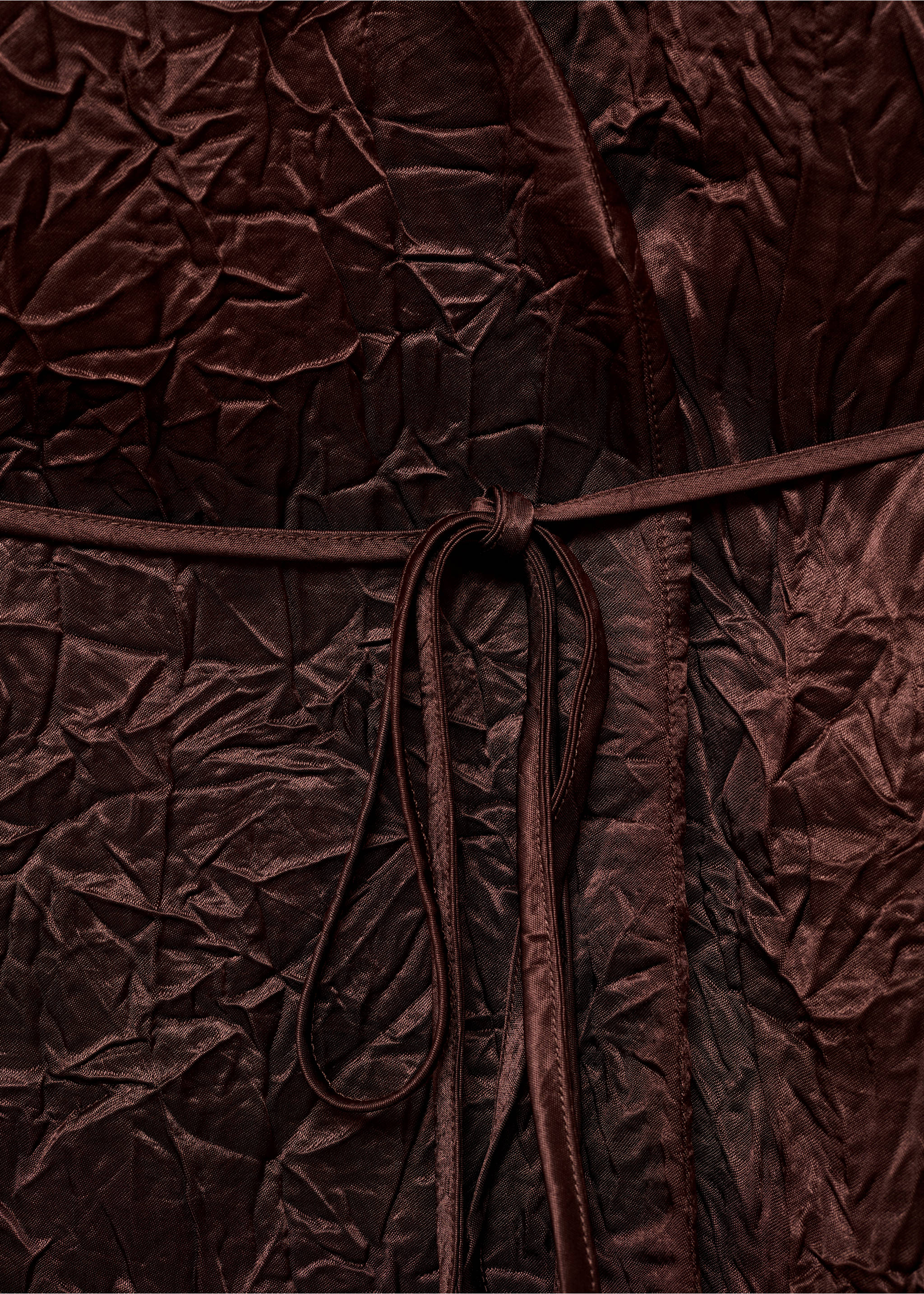 Double-breasted crinkled-effect waistcoat - Details of the article 8, Chocolate. Ref: 17074146-00.