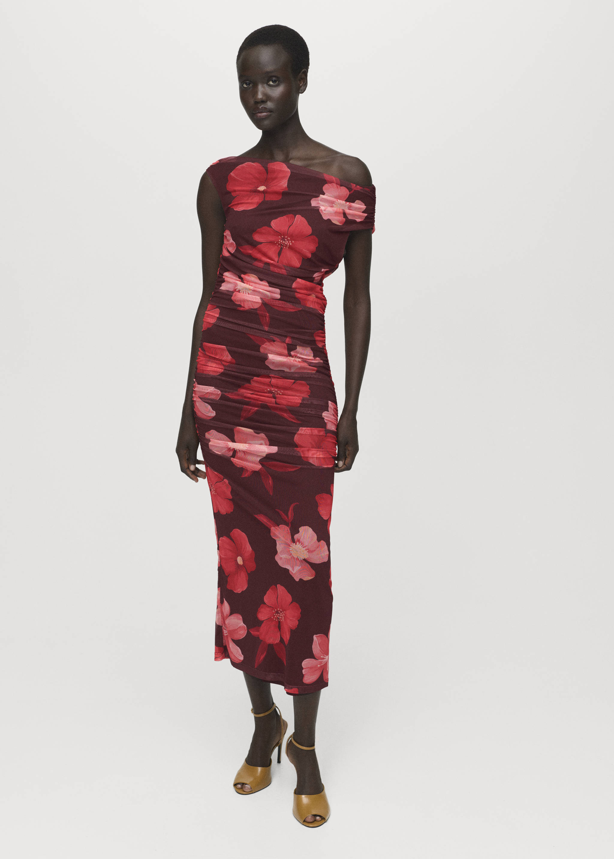 Asymmetrisches Kleid mit Blumenmuster - Allgemeine Ansicht