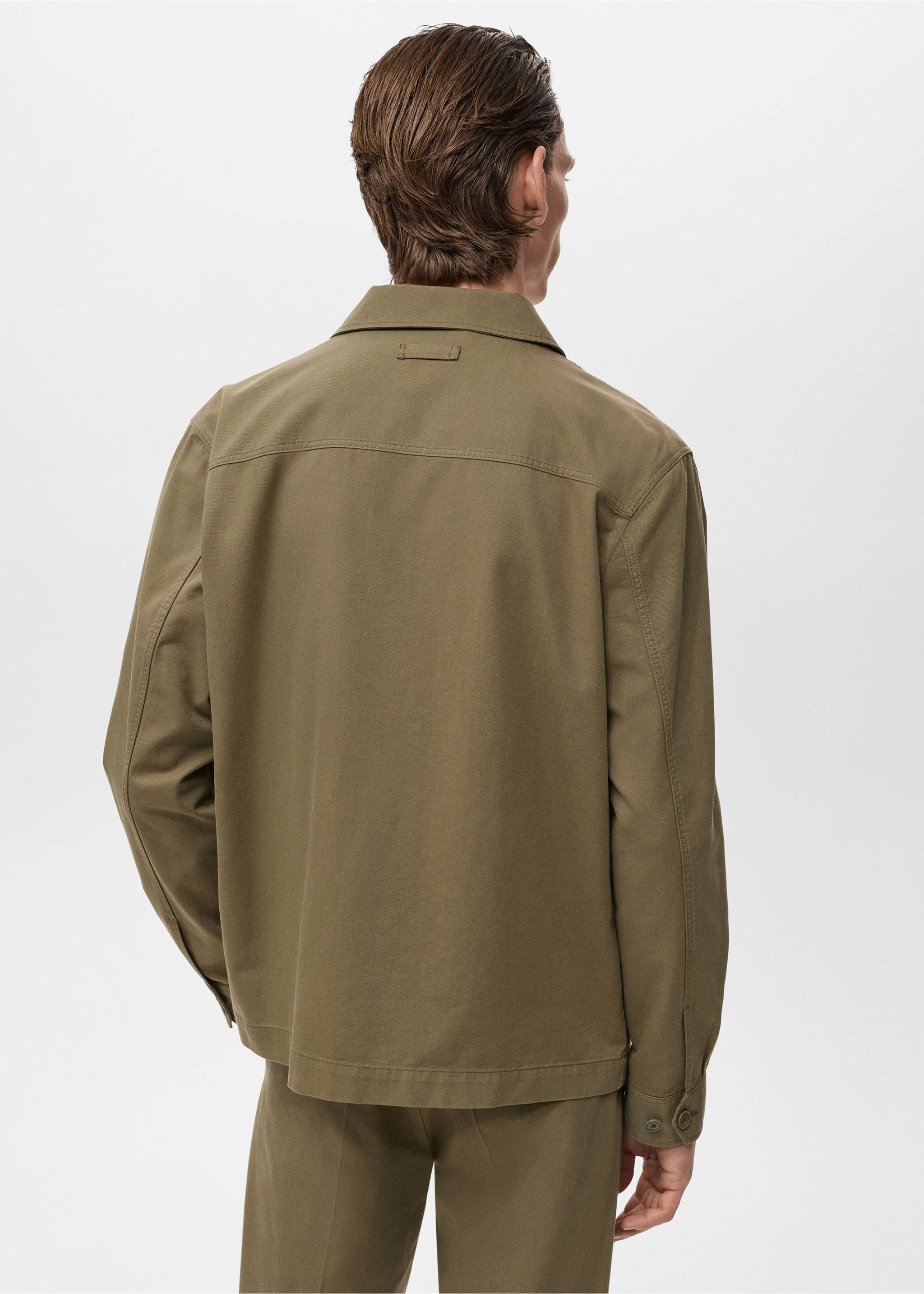 Chaqueta algodón lyocell bolsillos - Reverso del artículo, Khaki. Ref: 17074404-00.