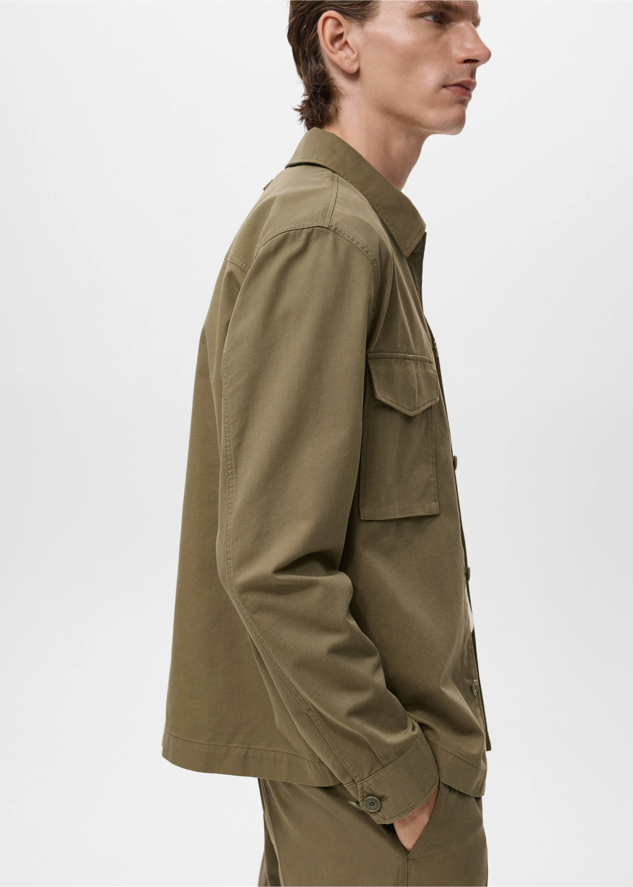 Chaqueta algodón lyocell bolsillos - Detalle del artículo 2, Khaki. Ref: 17074404-00.