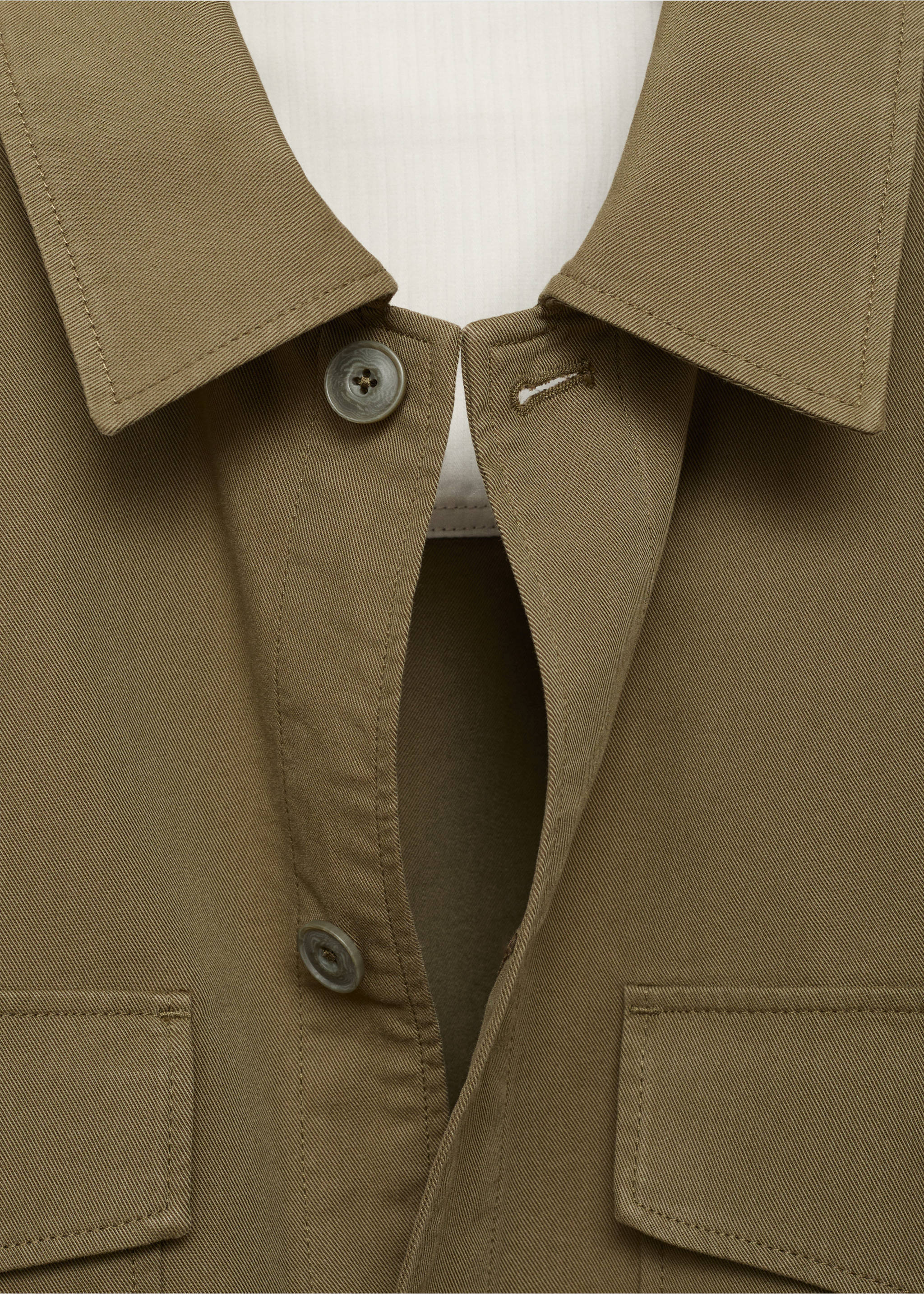 Chaqueta algodón lyocell bolsillos - Detalle del artículo 8, Khaki. Ref: 17074404-00.