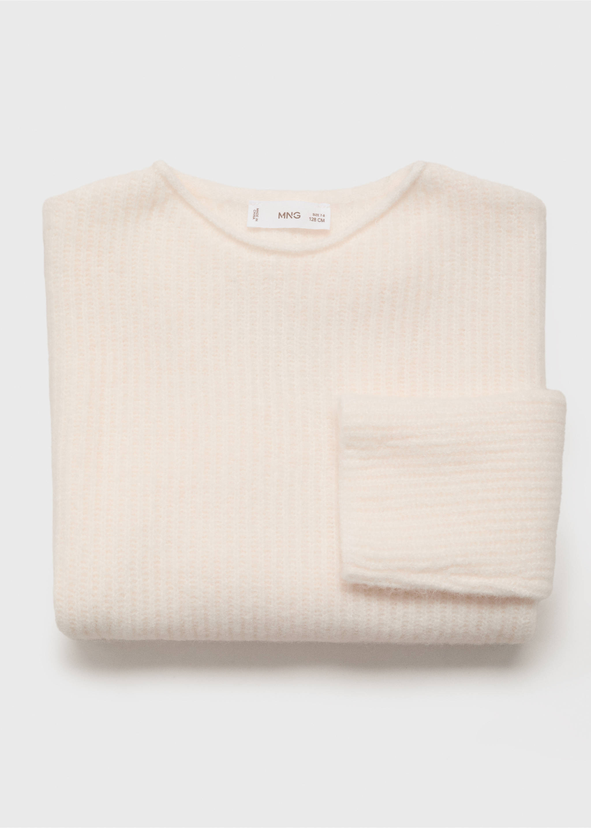 Knitted ribbed sweater - Details of the article 8, Sand. Ref: 17074416-00.