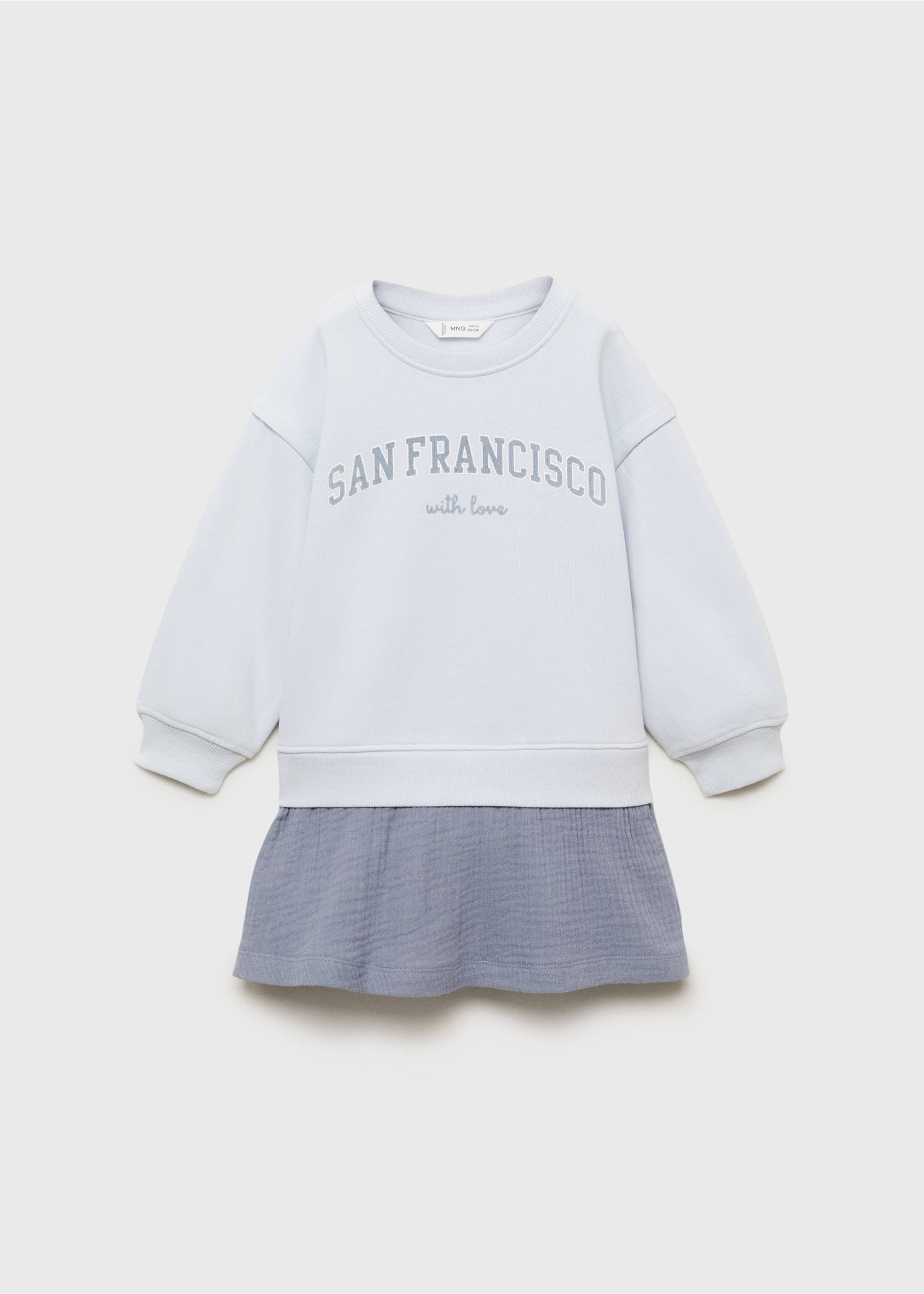 Combined sweatshirt dress - Article without model, Sky Blue. Ref: 17074424-00.