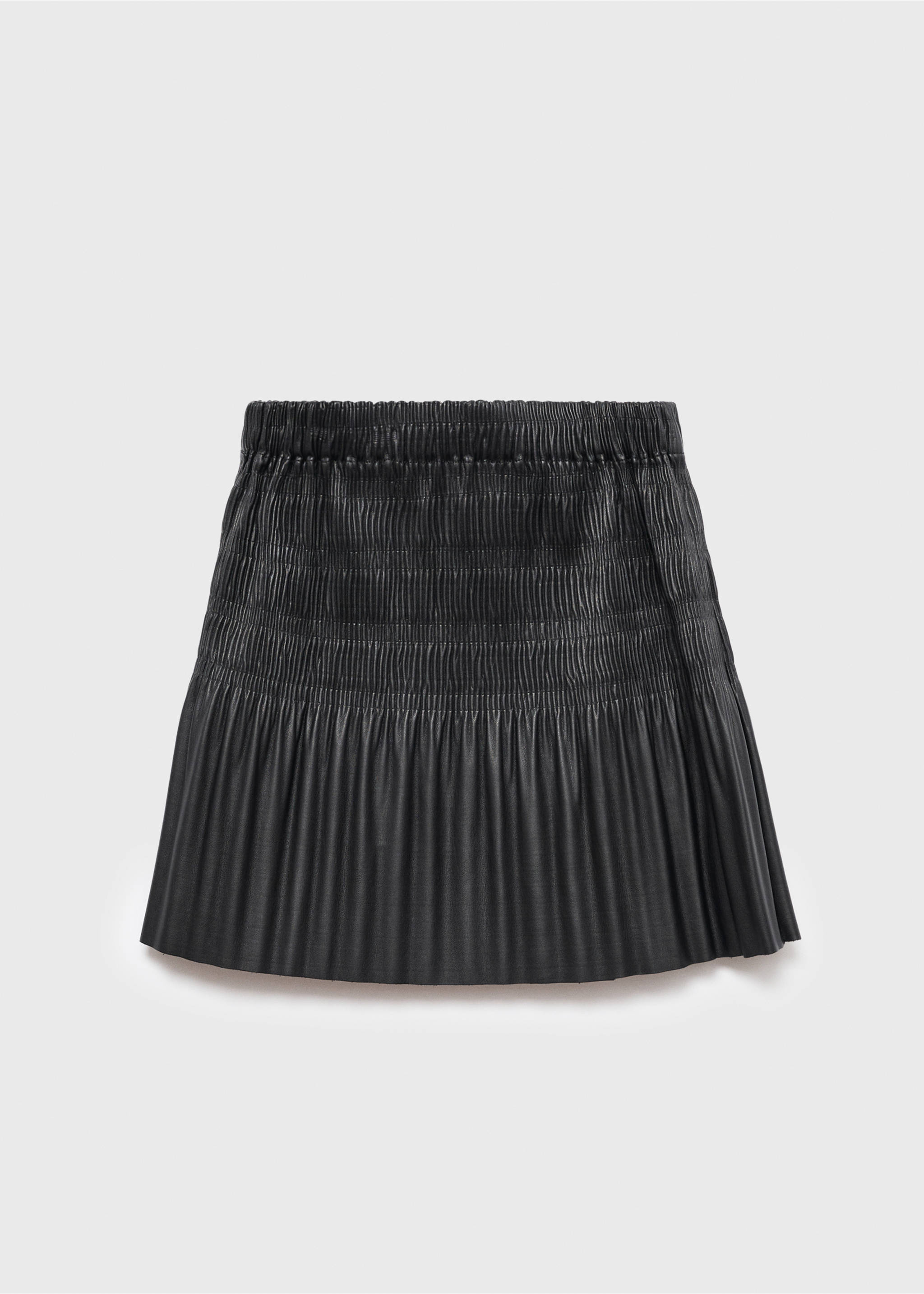 Pleated leather-effect skirt - Reverse of the article, Black. Ref: 17074433-00.