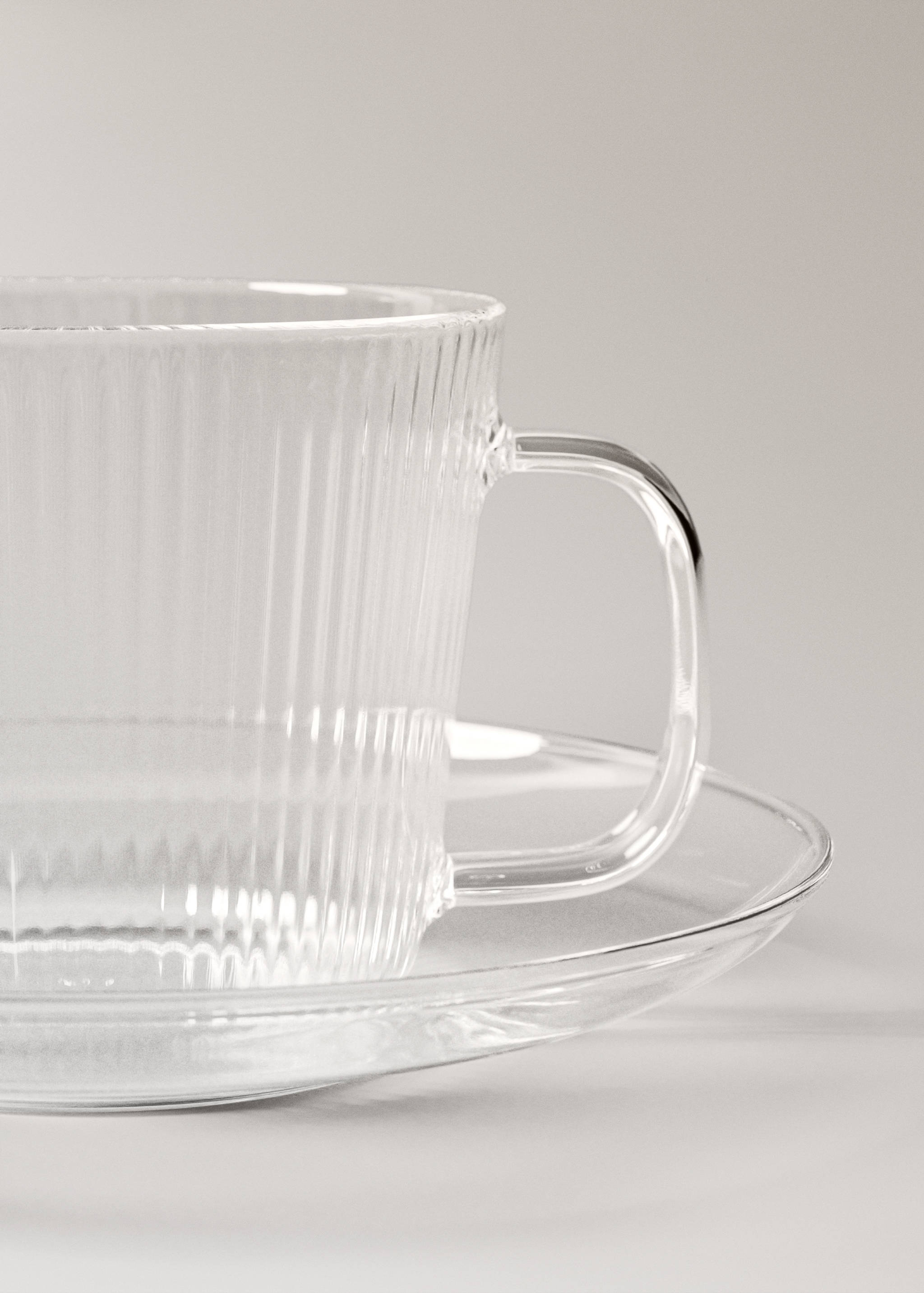 Borosilicate cappuccino cup and saucer with striped pattern - Details of the article 1