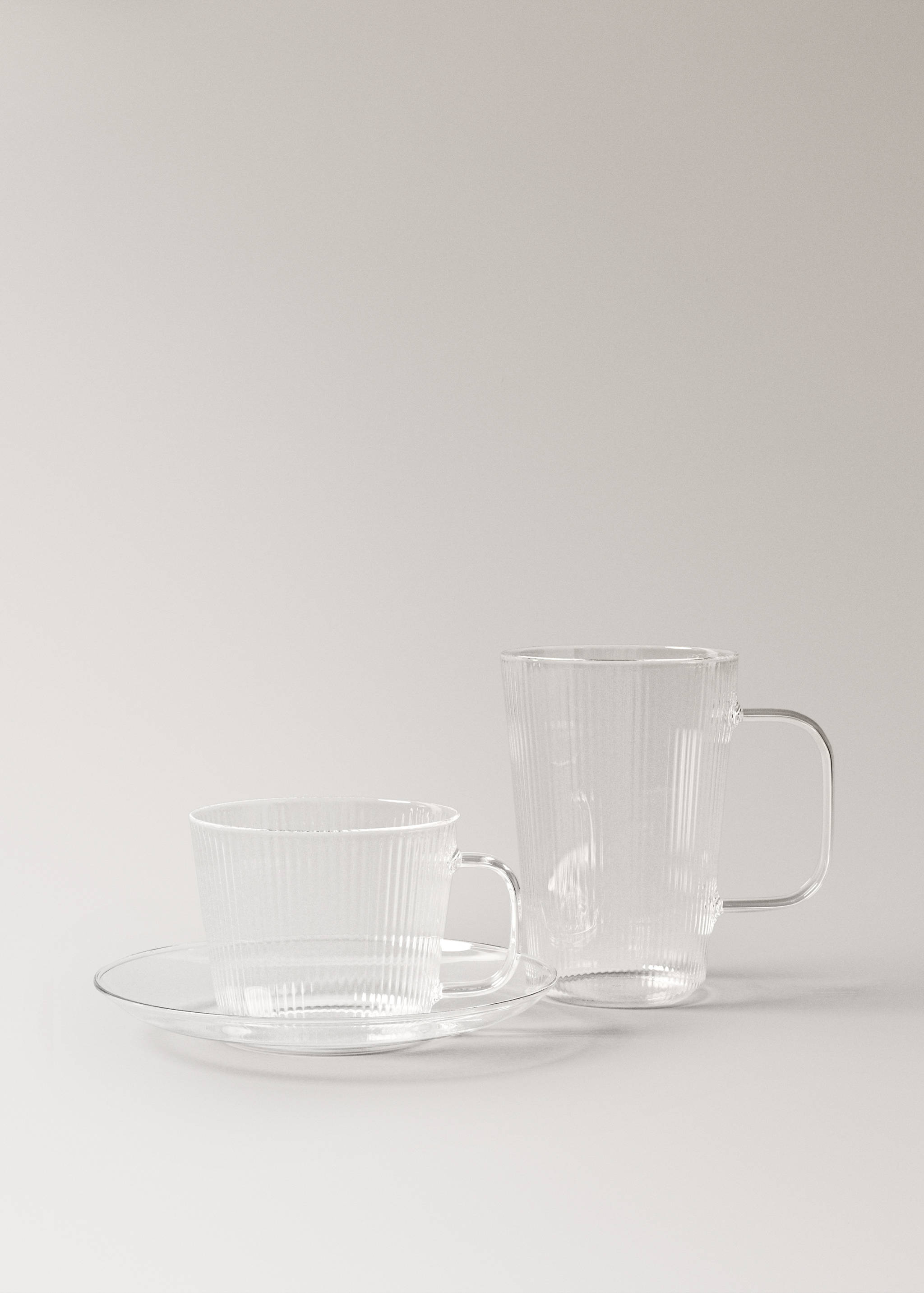 Borosilicate cappuccino cup and saucer with striped pattern - Details of the article 4