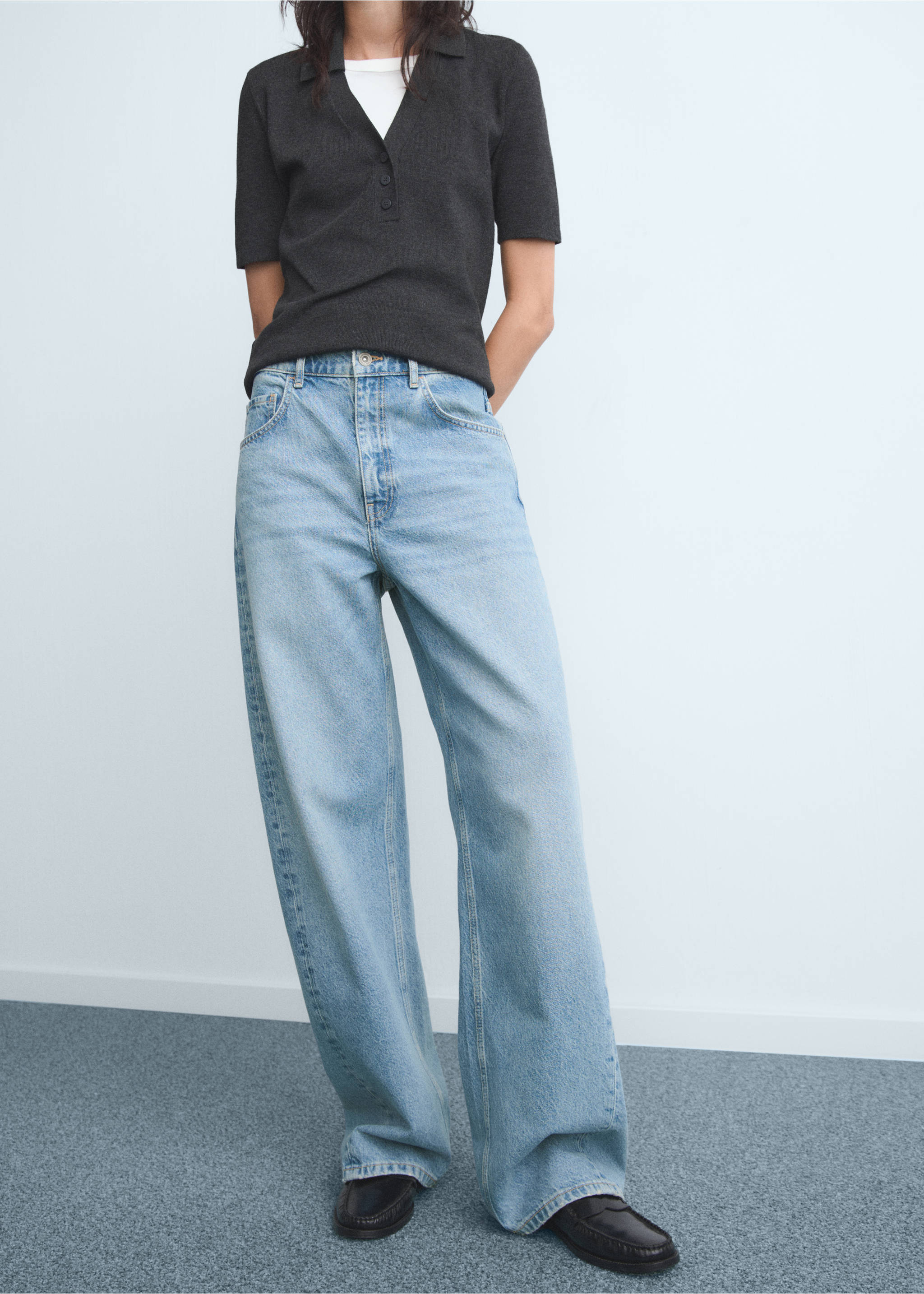 Mid-rise barrel jeans - Middenvlak, Middenblauw. Ref: 17074445-00.
