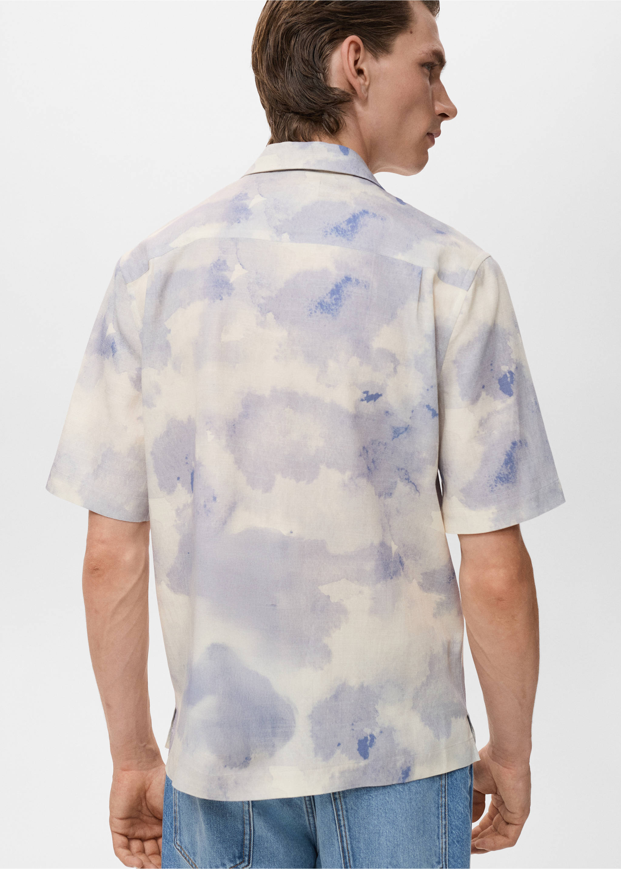 Printed bowling shirt - Reverse of the article, Light/Pastel Grey. Ref: 17074447-00.