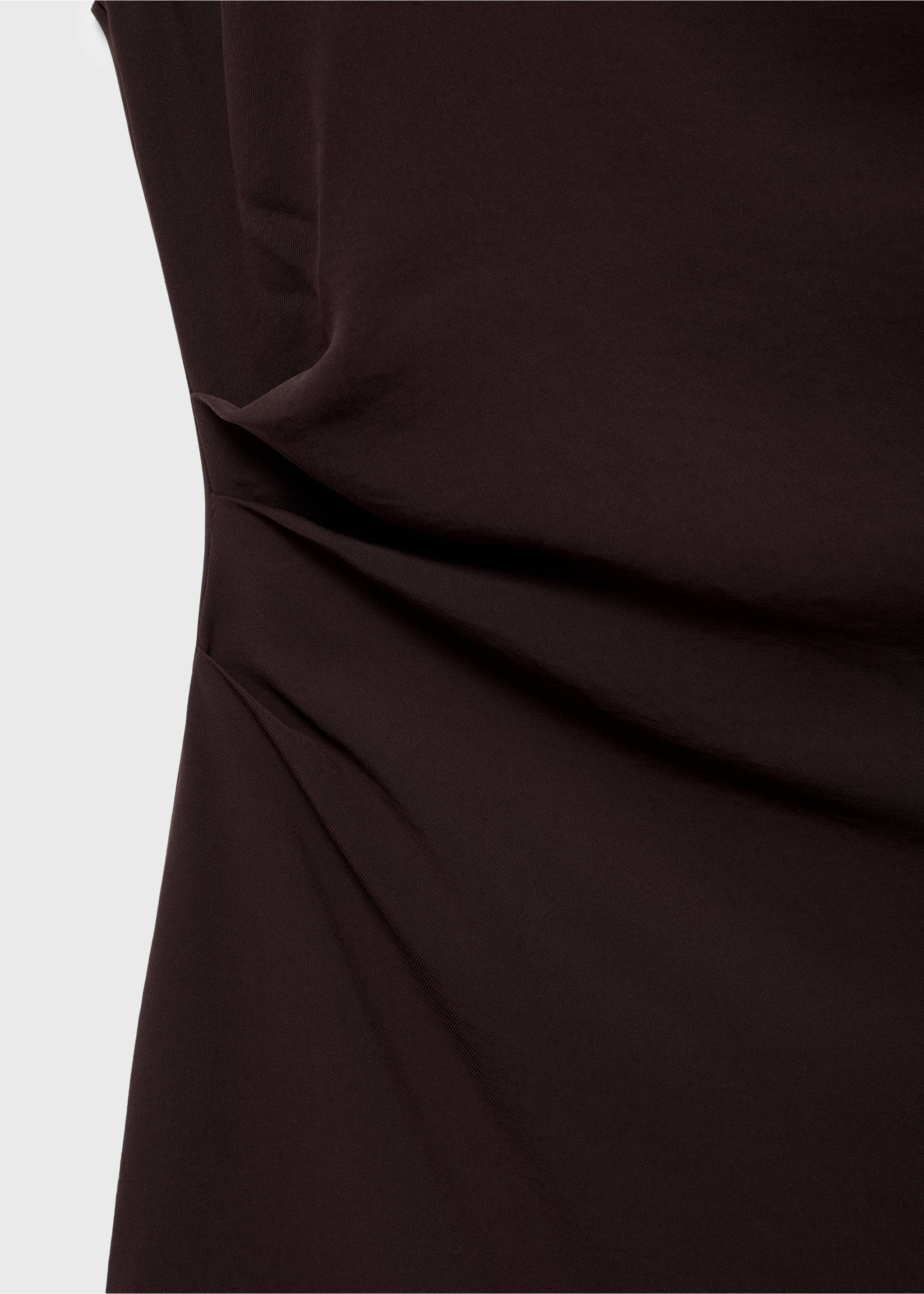 Ruched dress with draped neckline - Details of the article 8, Chocolate. Ref: 17074448-00.