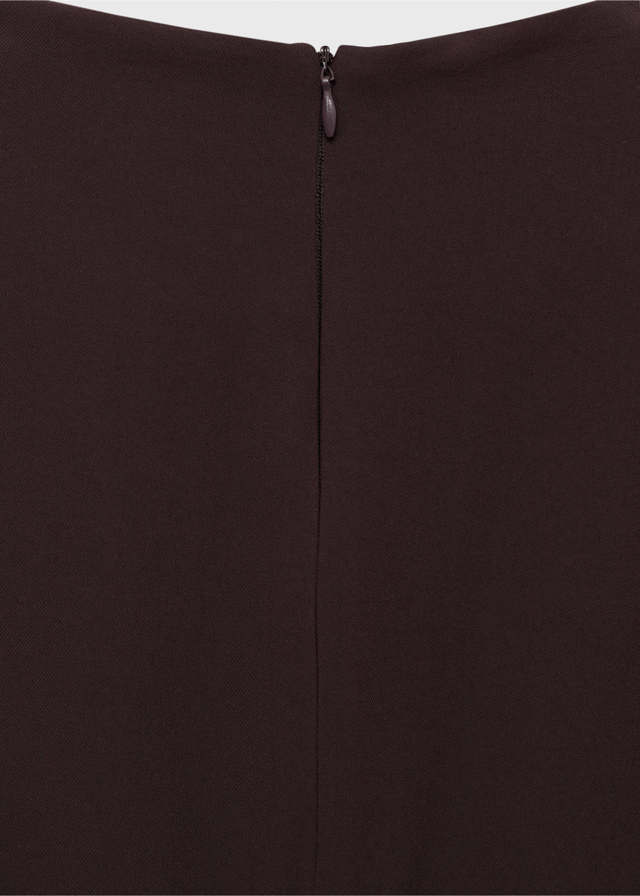 Ruched dress with draped neckline - Details of the article 0, Chocolate. Ref: 17074448-00.